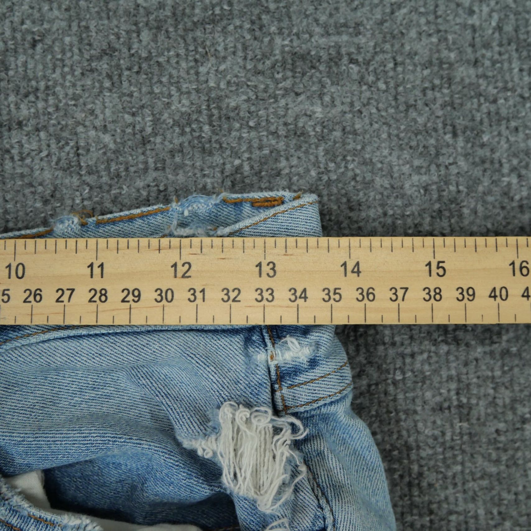 Vintage Womens Adaption Jeans Blue 28 Distressed Grunge Holes Button Fly 28x28 Size 28" / US 6 / IT 42 - 6 Thumbnail