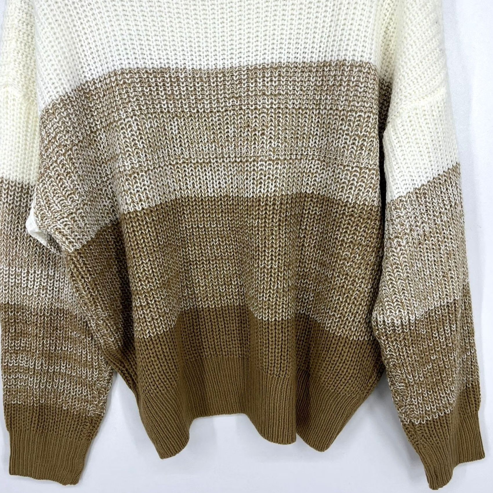 Shein Shein Womens Sweater White Tan Long Sleeve Crewneck Small Knit Colorblock Casual Size S / US 4 / IT 40 - 7 Thumbnail