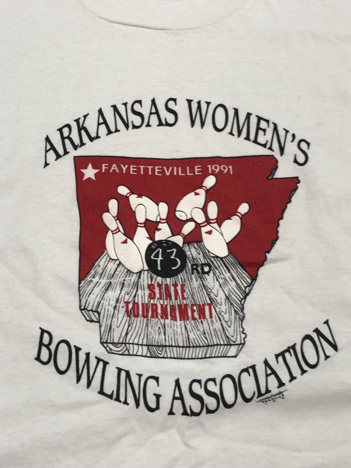 Vintage 1991 Arkansas Women’s Bowling Association Tee Size XL / US 12-14 / IT 48-50 - 2 Thumbnail