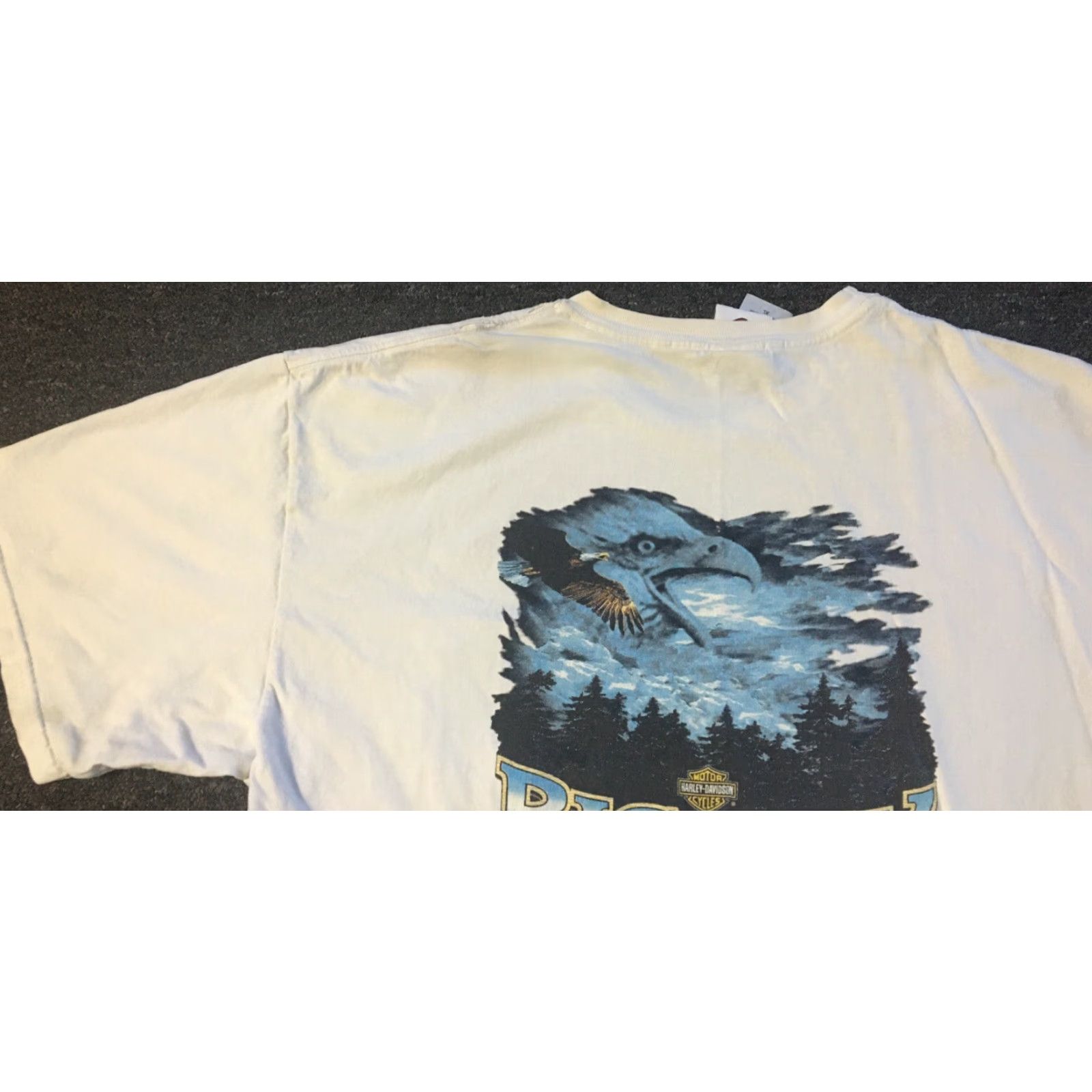 Harley Davidson VINTAGE Harley-Davidson Shirt XL White Bald Eagle Distressed 90s Grunge Biker USA Califonia 70s 80s Punk Graphic Tee Mens Size US XL / EU 56 / 4 - 7 Thumbnail