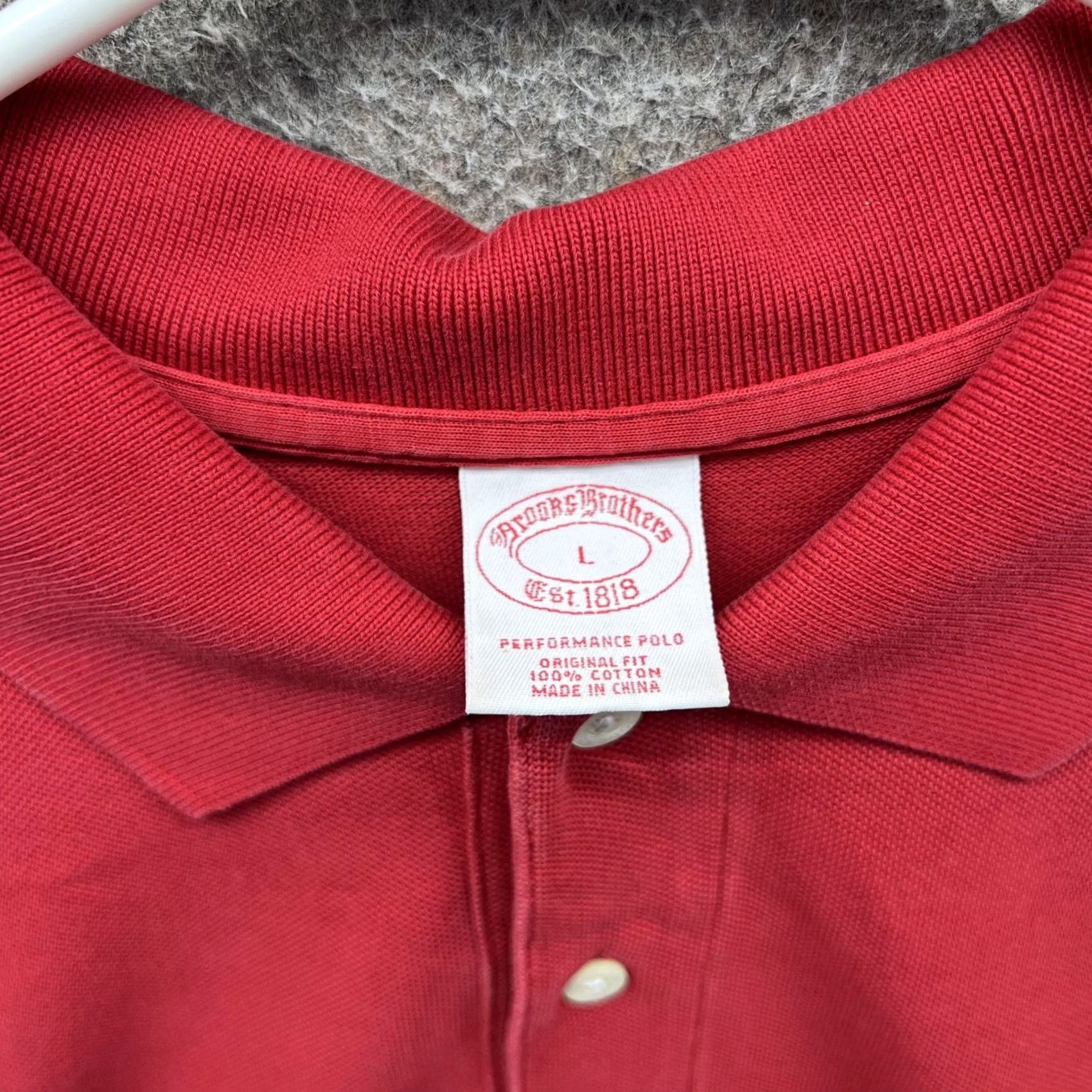 Brooks Brothers Brooks Brothers Polo Shirt Mens Large Red Performance Original Fit Cotton Pique Short Sleeve Classic Breathable Collared Size US L / EU 52-54 / 3 - 3 Thumbnail