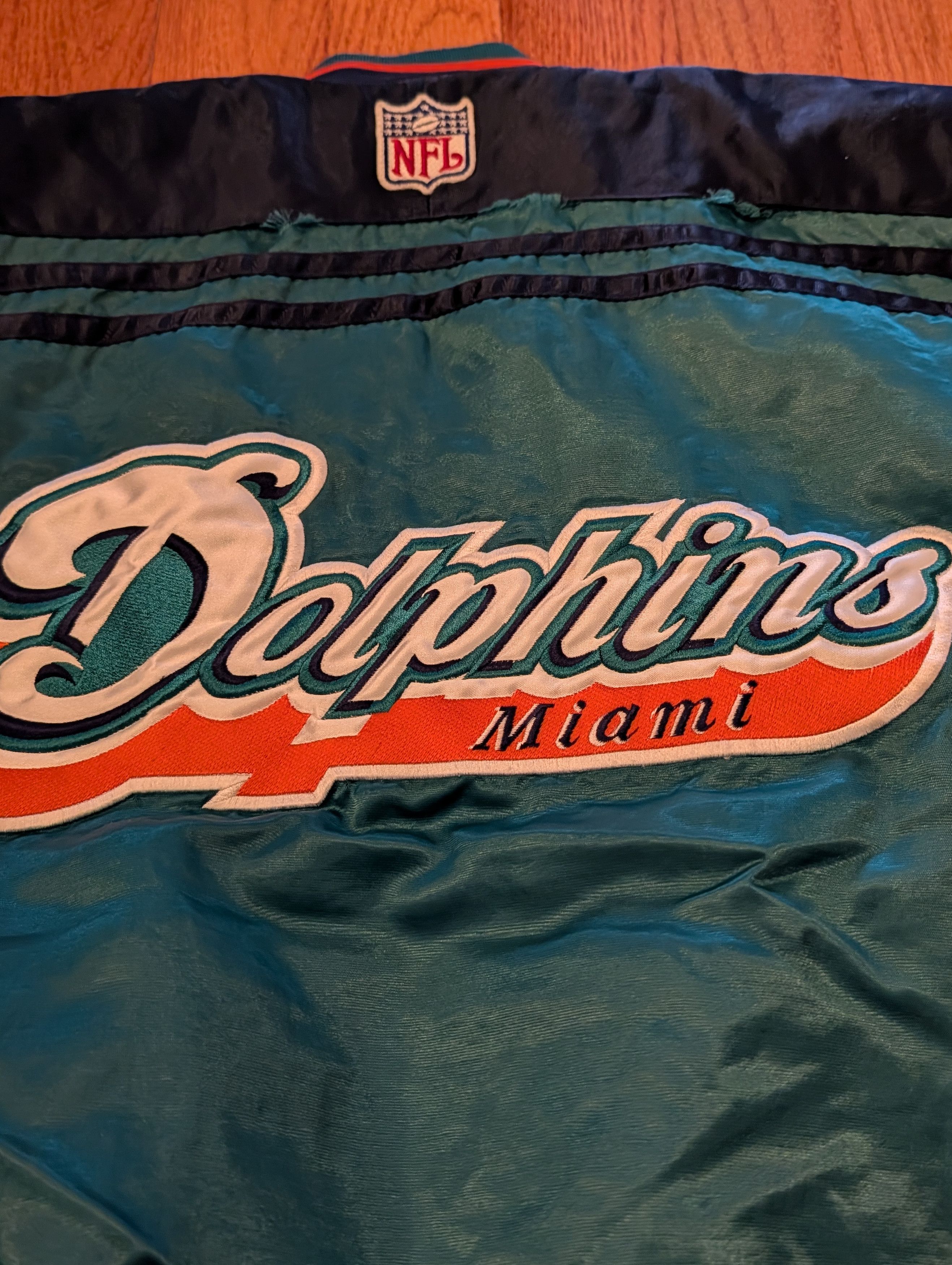 NFL Vintage 90's Starter Pro Line Miami Dolphins Satin Jacket Size US XL / EU 56 / 4 - 2 Thumbnail