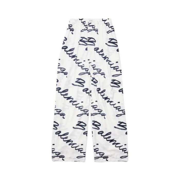 Balenciaga o1mt1gz0226 Scribble Pyjama Pants In White Size 27" / US 4 / IT 40 - 1 Preview