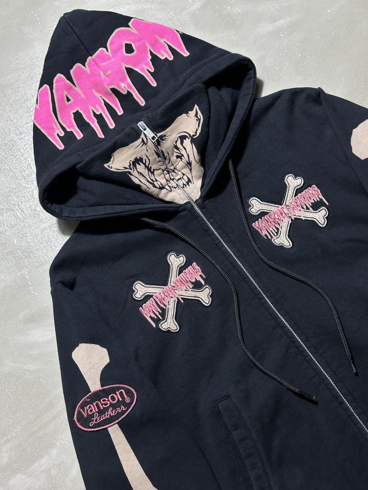 Vanson Leathers Vanson Leathers Skeleton Zip-Up Hoodie Size US L / EU 52-54 / 3 - 3 Thumbnail