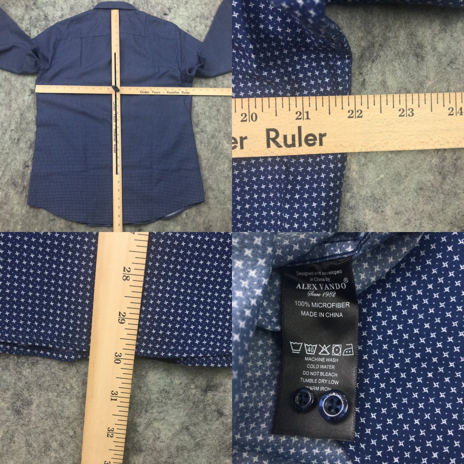 Vintage Alex Vando Mens Shirt Blue Button-Down Long Sleeve Microfiber Size US M / EU 48-50 / 2 - 8 Thumbnail