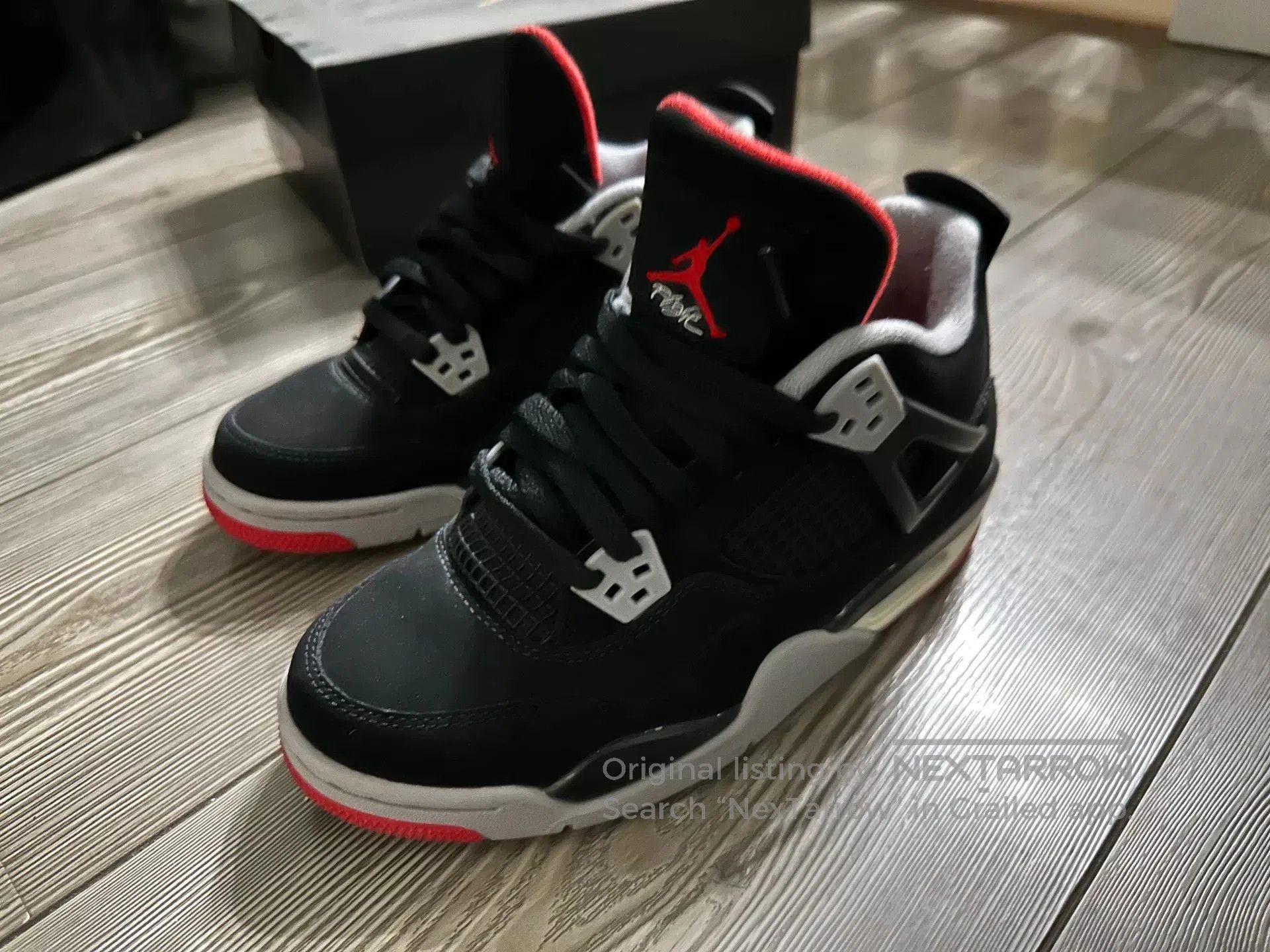 Jordan Brand Nike Air Jordan 4 Black Red Sneakers. Size US 6.5 / IT 36.5 - 1 Thumbnail