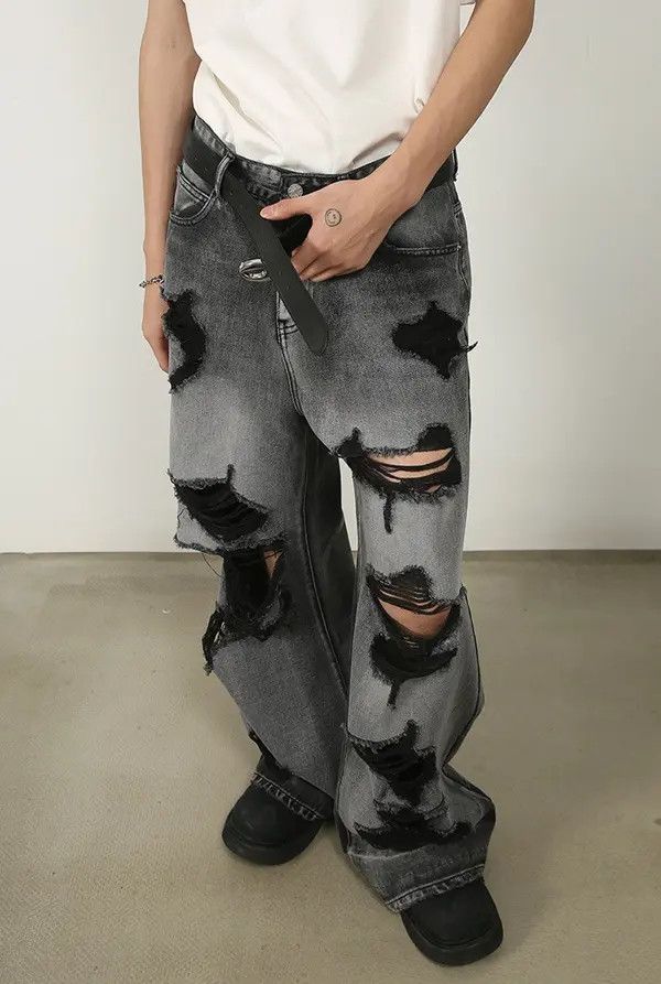 Japanese Brand Komura x Arai Straight-leg ripped wide-leg jeans Size US 32 / EU 48 - 5 Thumbnail