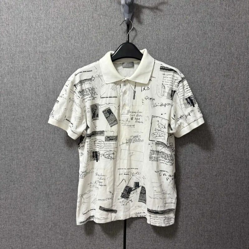 Dior Dior White Printed Logo Men's Polo 0089 Size US M / EU 48-50 / 2 - 1 Thumbnail
