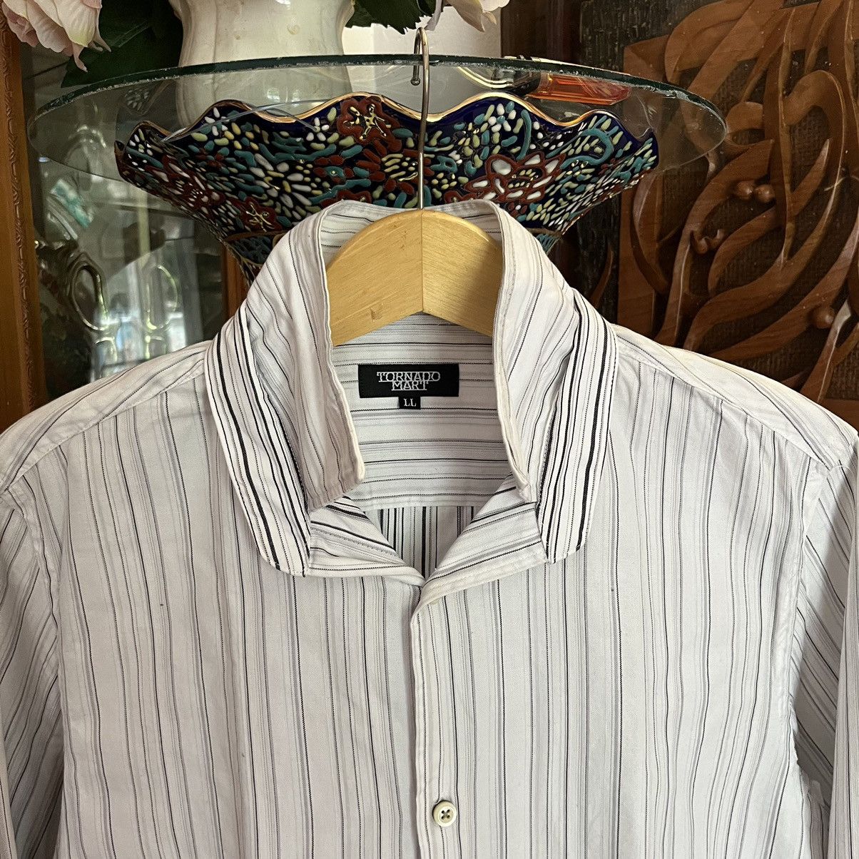 Tornado Mart Tornado Mart Reverse Double Collar Striped Shirt Size US L / EU 52-54 / 3 - 8 Thumbnail