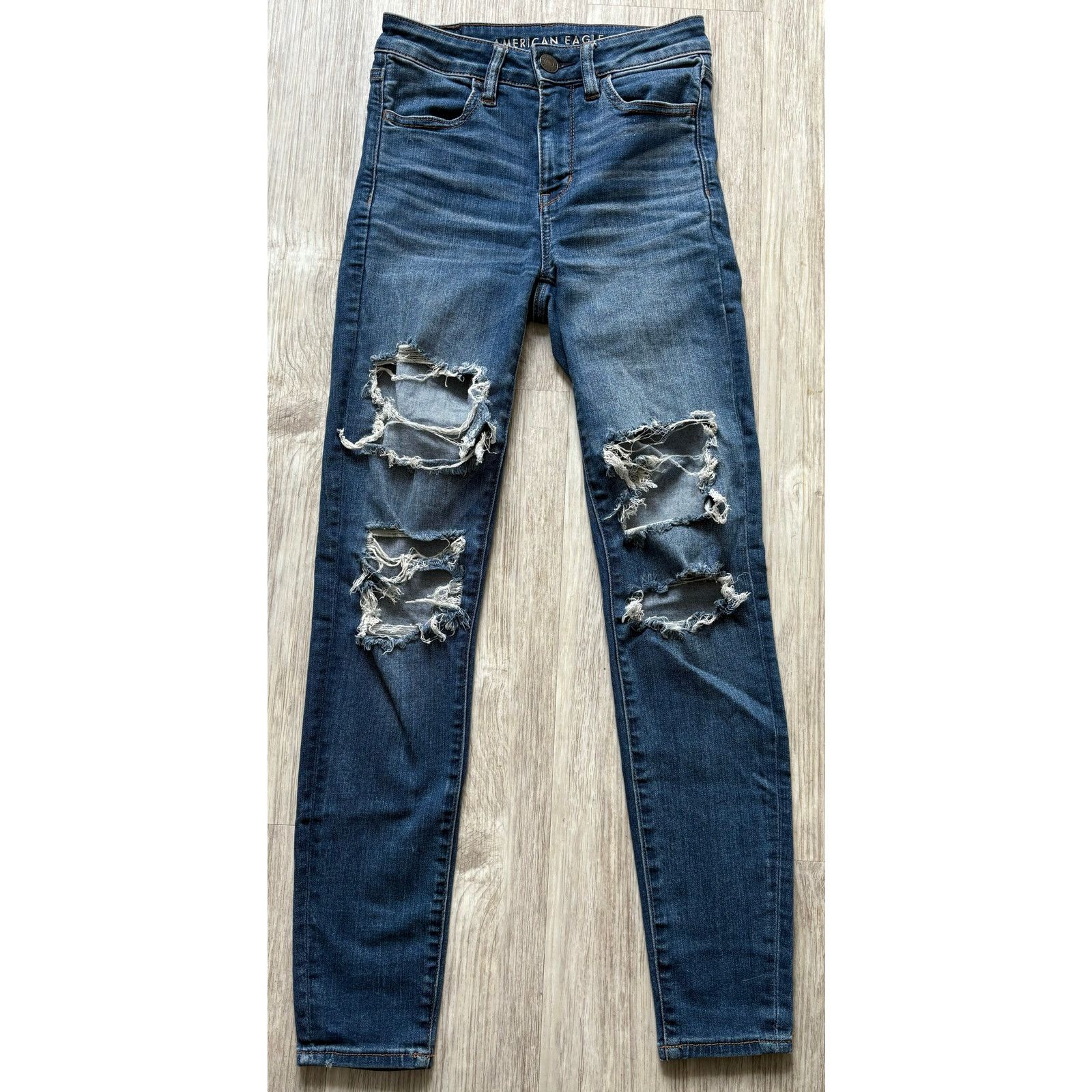American Eagle Outfitters American Eagle | Distressed Stretch Hi-Rise Jegging | 4R Size 27" / US 4 / IT 40 - 2 Thumbnail