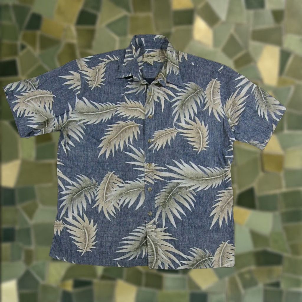 Vintage VINTAGE Cooke Street Shirt Button Down Hawaiian Floral Blue White 100% Cotton XL Men Size US XL / EU 56 / 4 - 1 Thumbnail