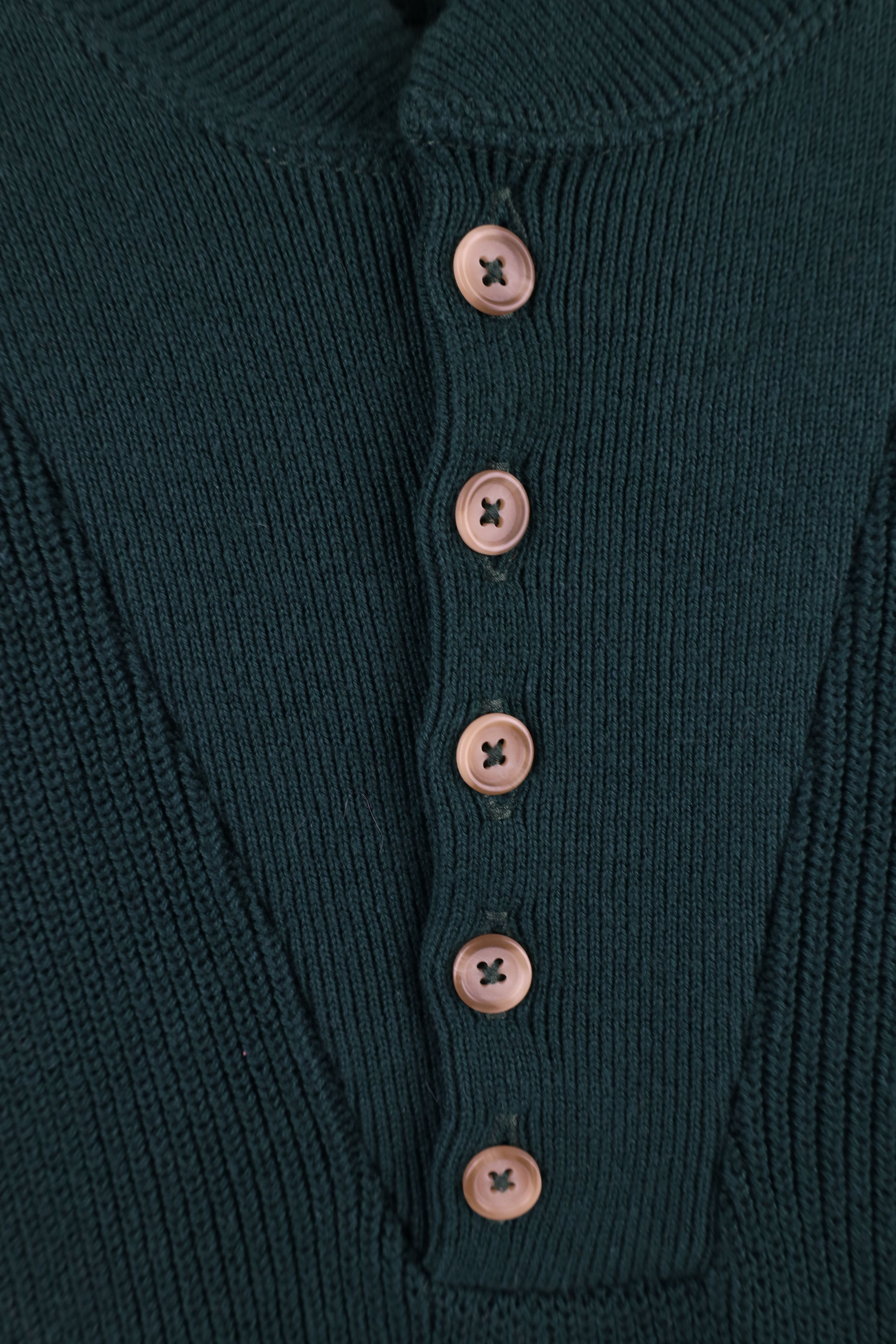 L.L. Bean × Vintage Vintage 90s LL Bean Ribbed Knit Henley Sweater Green USA Size US XL / EU 56 / 4 - 4 Thumbnail