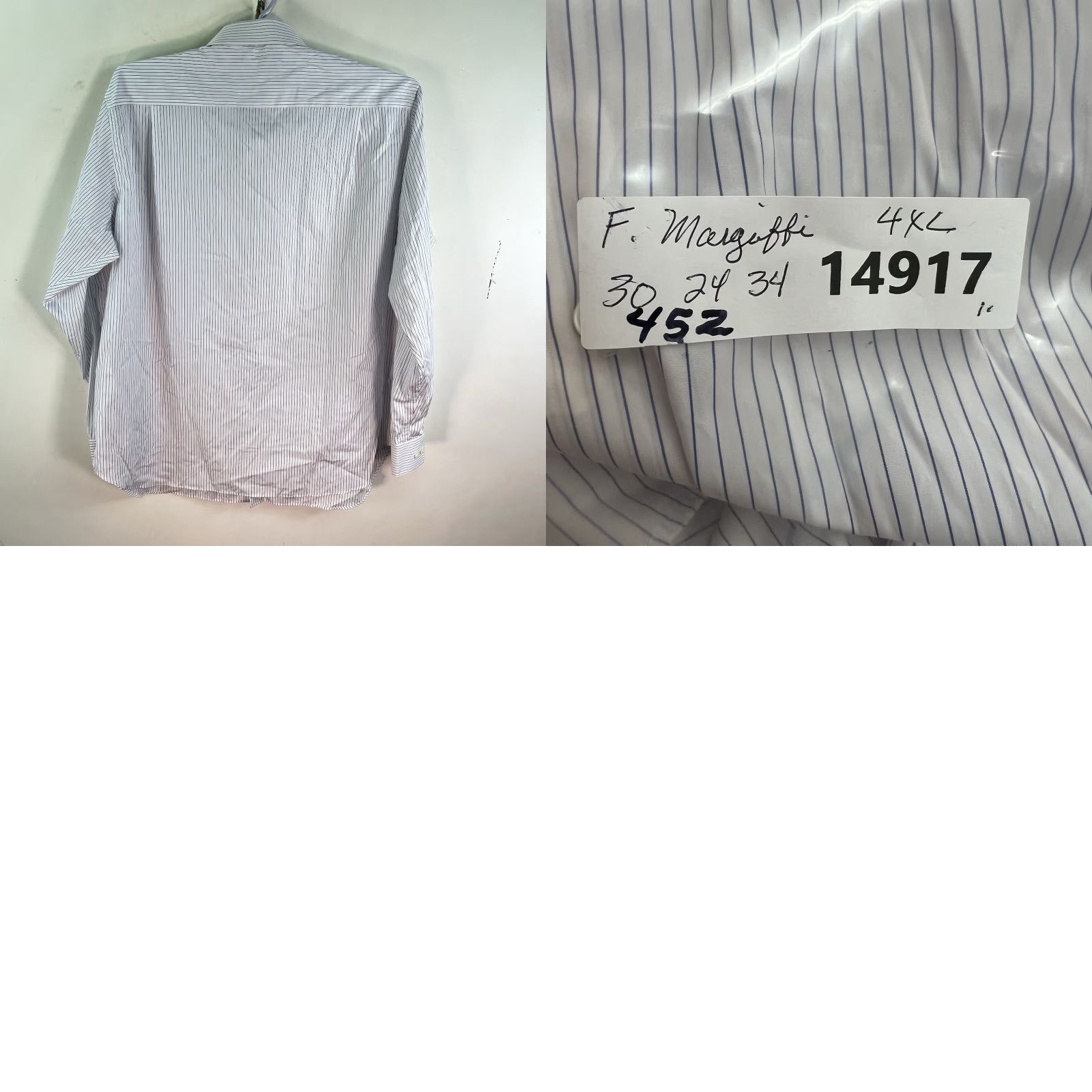 Vintage VINTAGE Sartoria F-Margutti Men's Shirt Casual 4XL Cotton White Blue Striped 90s Button-Up Size US XXL / EU 58 / 5 - 8 Thumbnail
