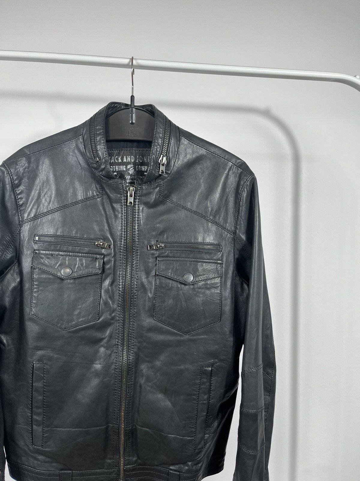 Jack & Jones Jack & Jones Black Goat Leather Biker Jacket Size S Size US S / EU 44-46 / 1 - 3 Thumbnail