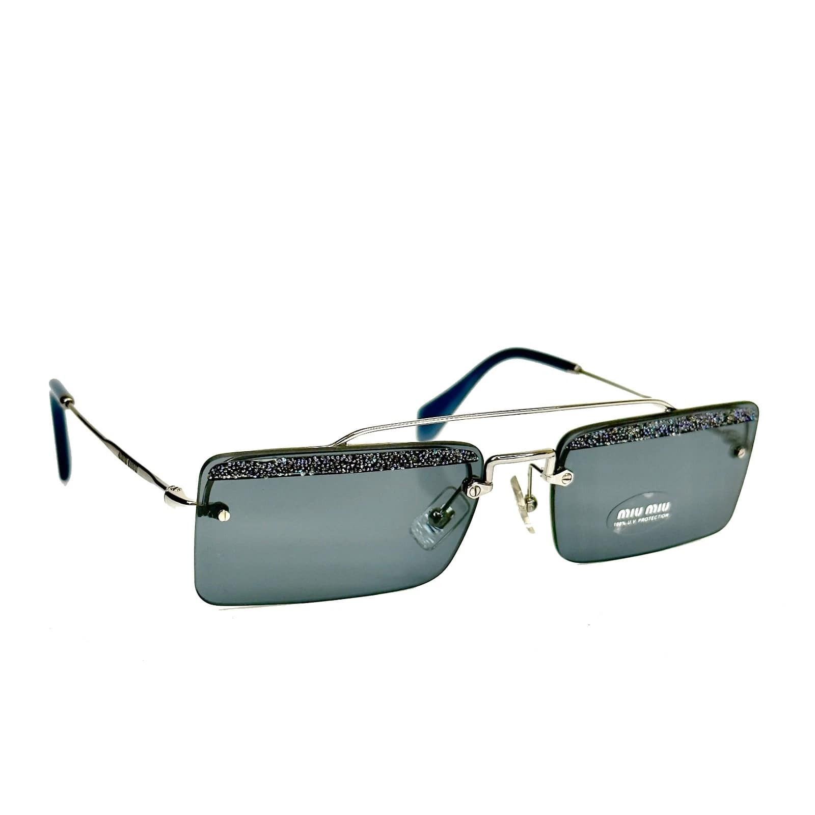 Miu Miu MIU MIU SOCIETE MU59TS 59T Blue Silver Square Sunglasses Size ONE SIZE - 5 Thumbnail