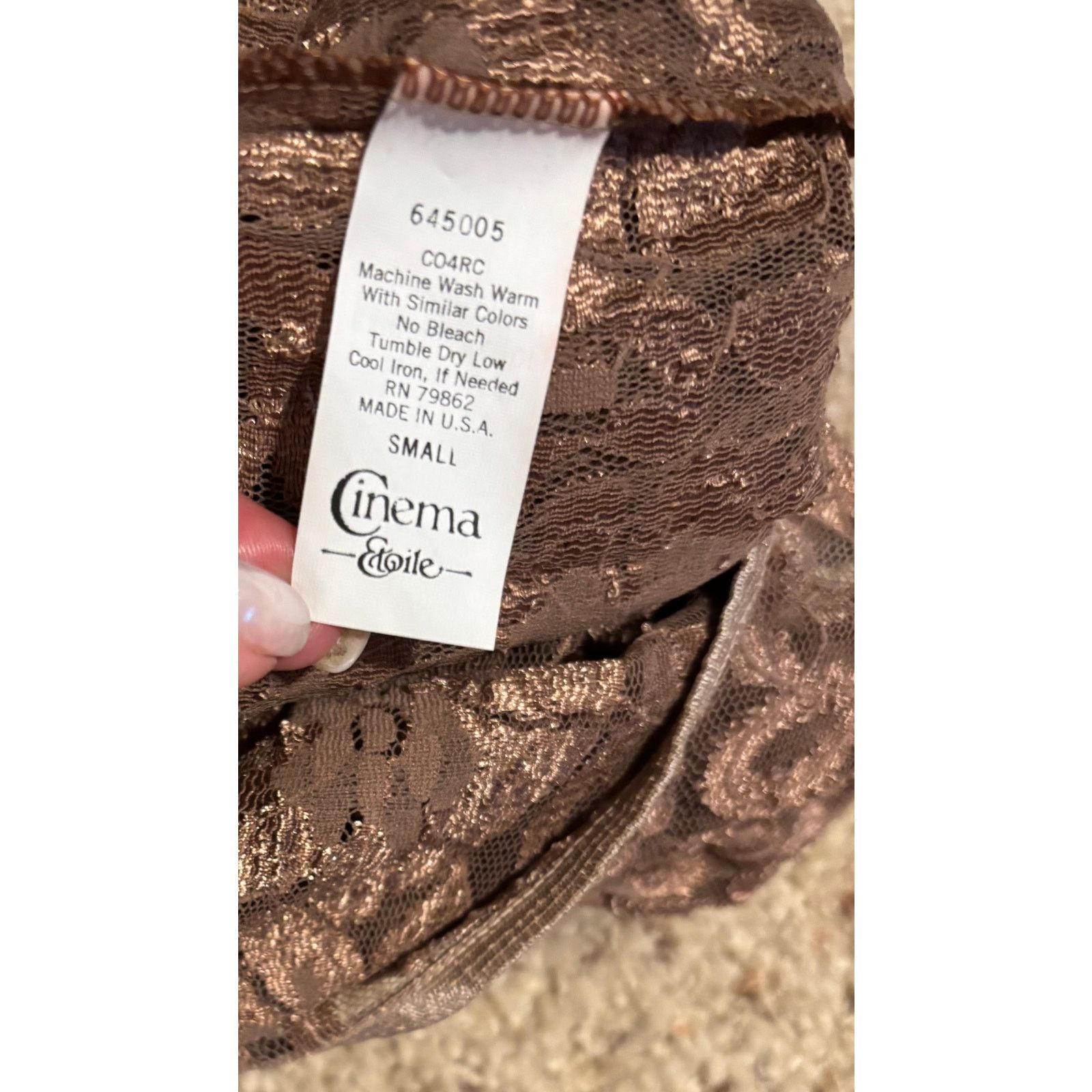 Vintage Cinema Etoile Vintage Cocoa Brown Lace Top Short Sleeve Size S / US 4 / IT 40 - 6 Thumbnail
