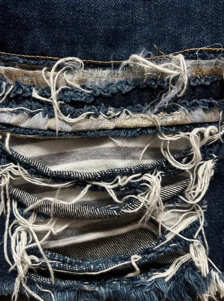Nozomi Ishiguro Nozomi Ishiguro Distressed Patchwork Denim Shorts Size US 40 / EU 56 - 5 Thumbnail
