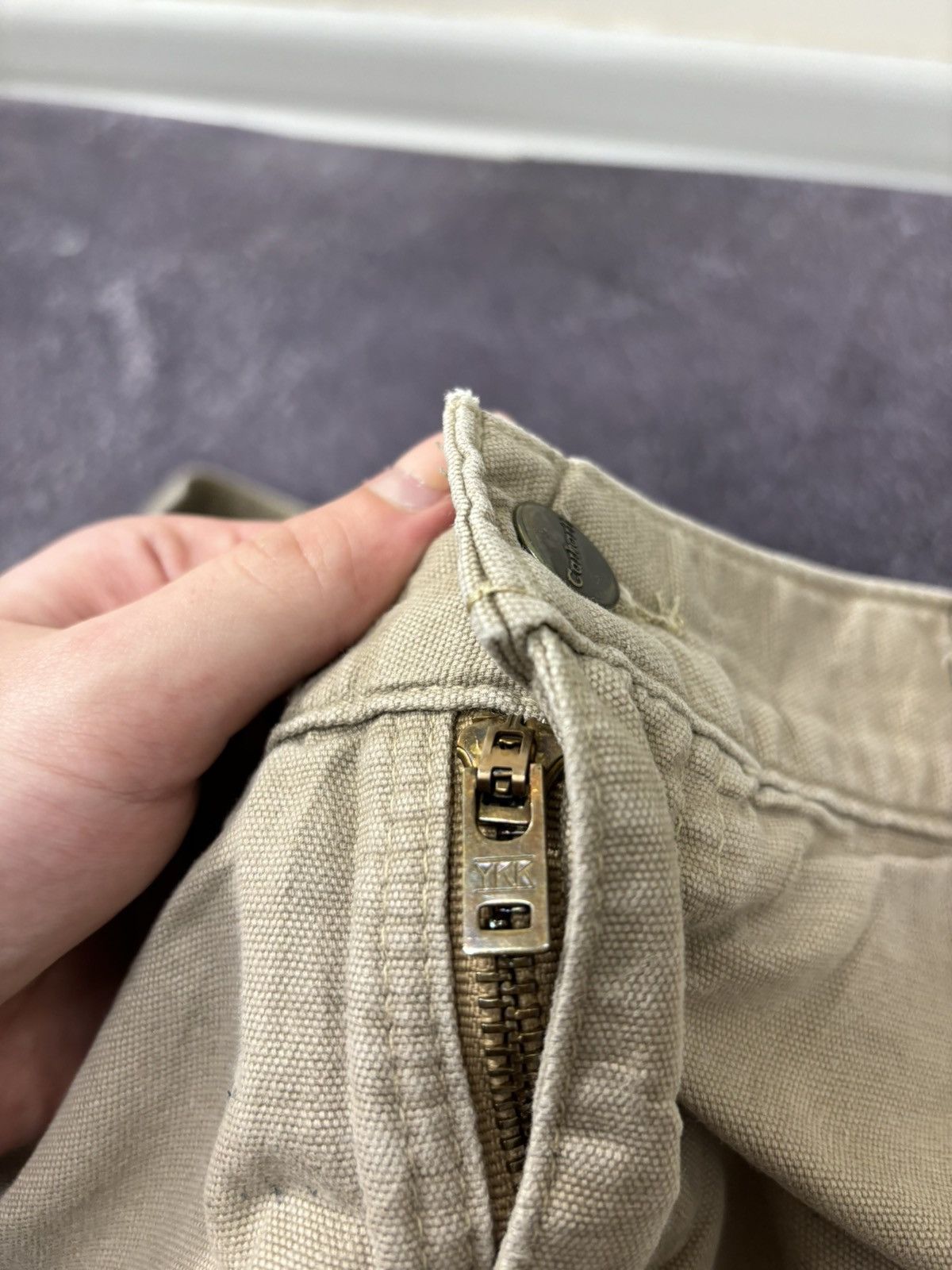 Carhartt Vintage 90s Carhartt Cream Work Hype Carpenter Baggy Pants Size US 38 / EU 54 - 12 Thumbnail