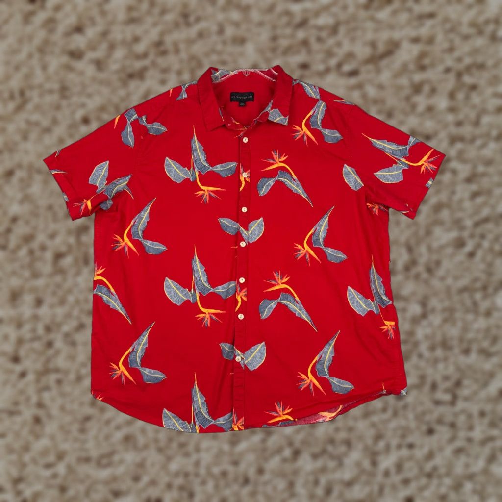 Vintage No Boundaries Shirt Mens 3XL XXXL Red Hawaiian Floral Cotton Blend Button-Up Size US XXL / EU 58 / 5 - 1 Thumbnail