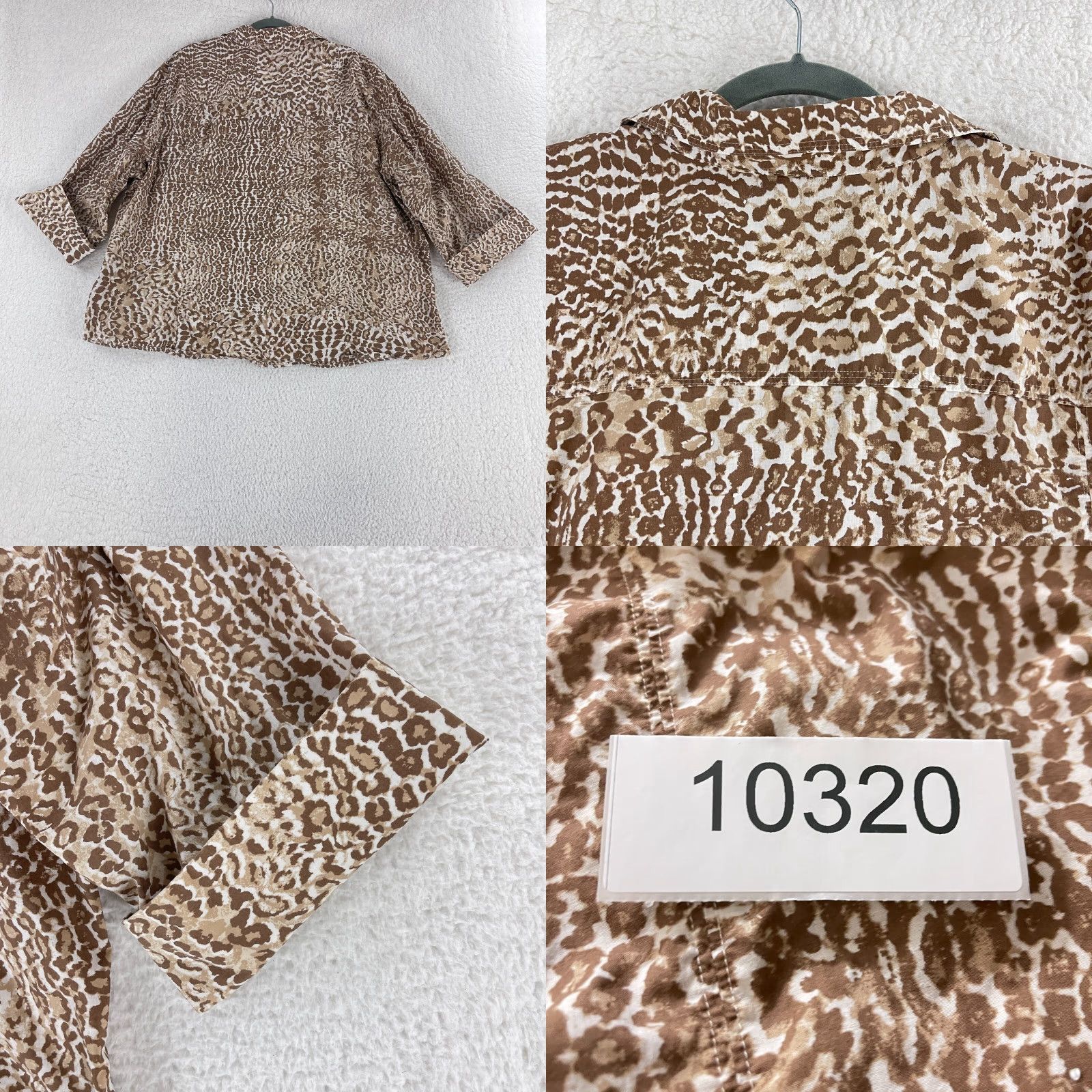 Vintage Foxcroft Button-Up Shirt Women Brown Animal Print 26W 3/4 Sleeve Fitted Button-Up Shirt Womens 26W Brown Animal Print Size 4XL / US 24-26 - 9 Thumbnail