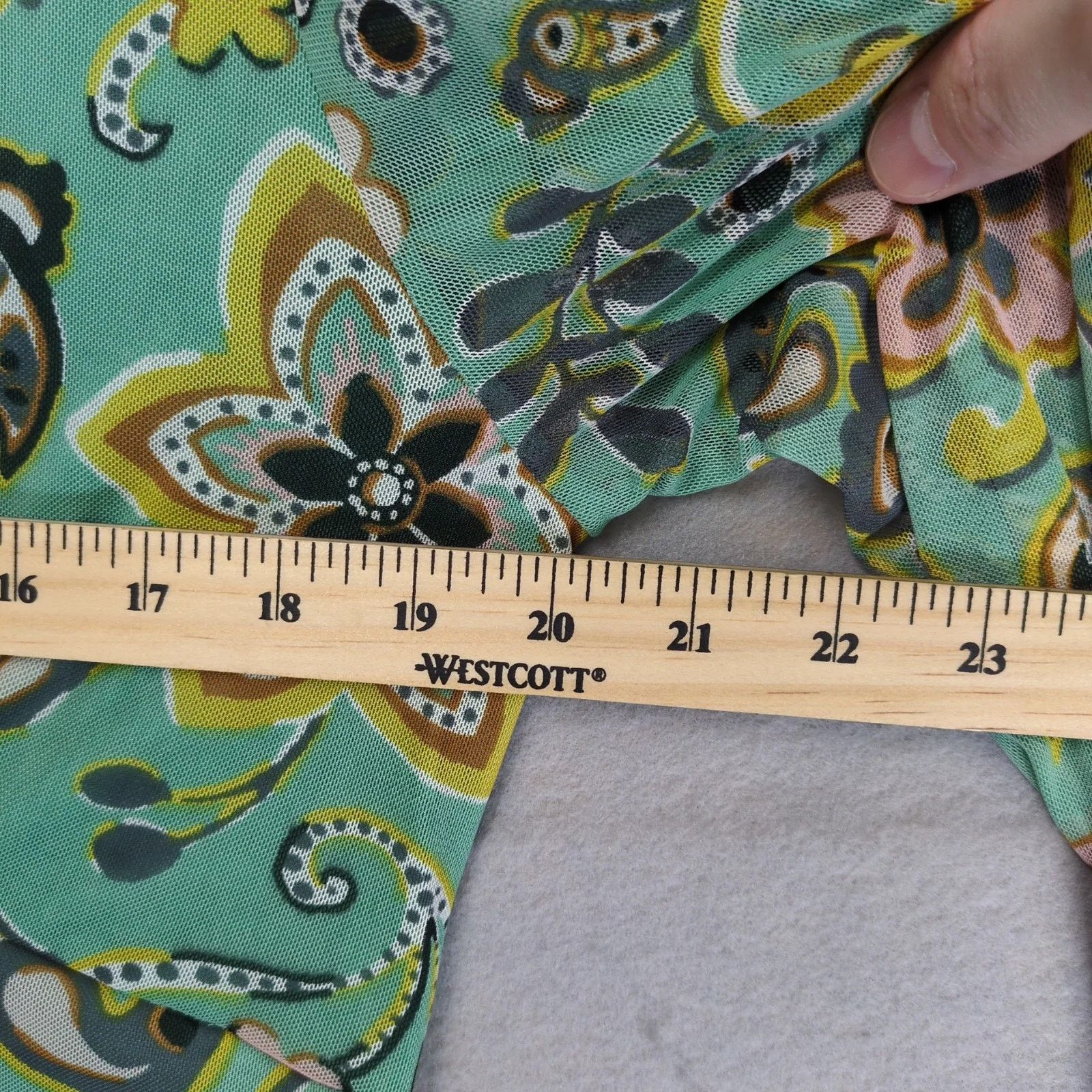 Other Allison Brittney Green Floral Paisley Dress L Sheer Overlay Size L / US 10 / IT 46 - 4 Thumbnail
