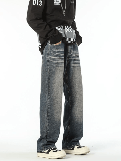 Japanese Brand × Jean Men's washed distressed straight high street jeans Size US 32 / EU 48 - 3 Thumbnail