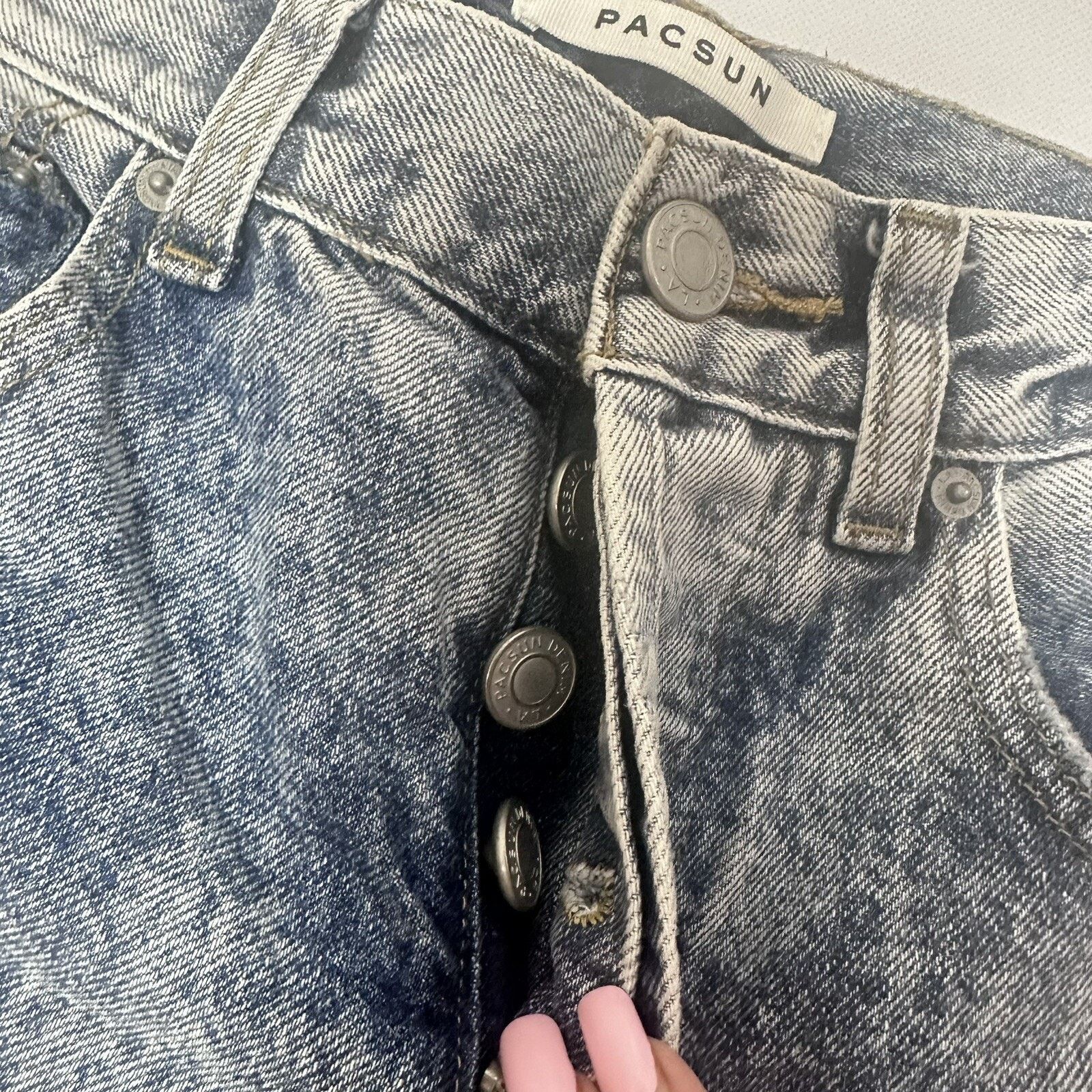 Pacsun PacSun Jeans Mens Loose Fit Blue Acid Wash Button Fly Denim Size US 30 / EU 46 - 5 Thumbnail