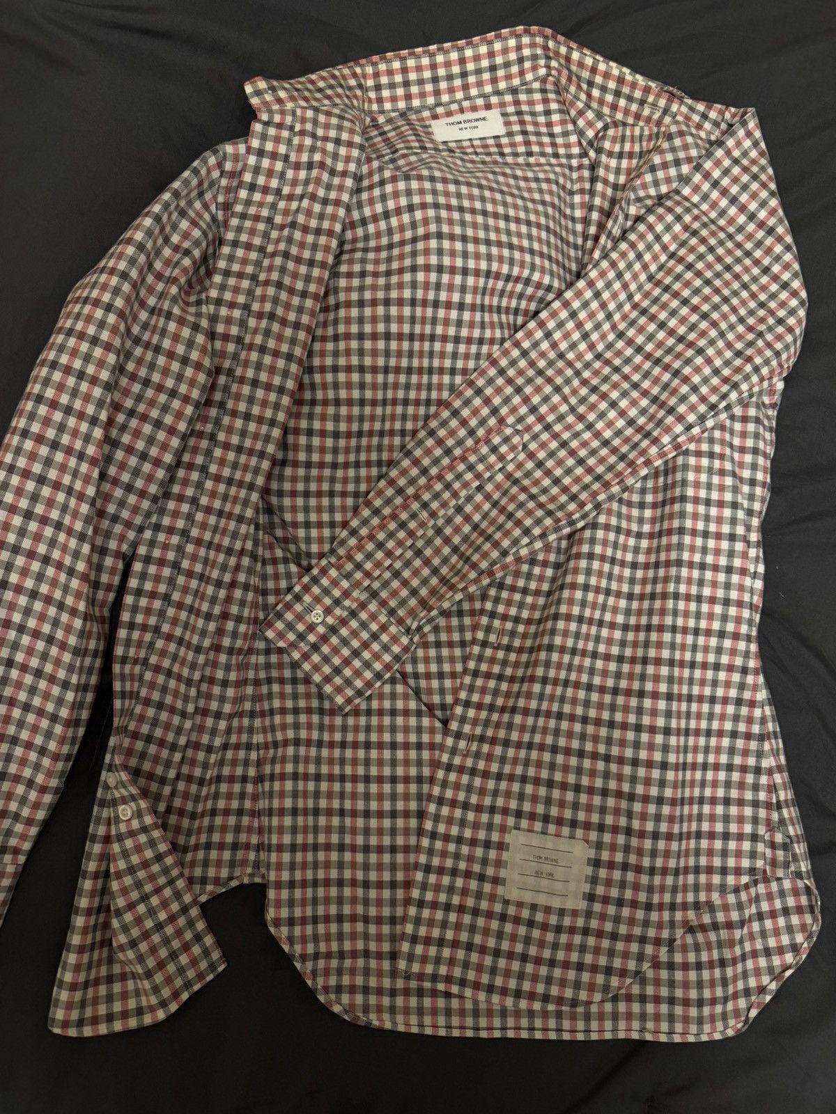 Thom Browne Thom Browne Check Button-Up Shirt (Red/Grey/White) Size US S / EU 44-46 / 1 - 5 Thumbnail
