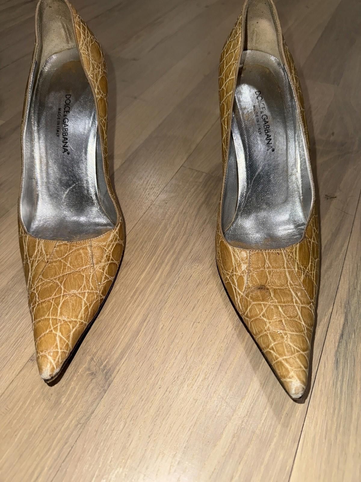 Vintage Vintage Dolce & Gabbana tan Croc Leather Heel EUR Size 39 Size US 8 / IT 38 - 7 Thumbnail