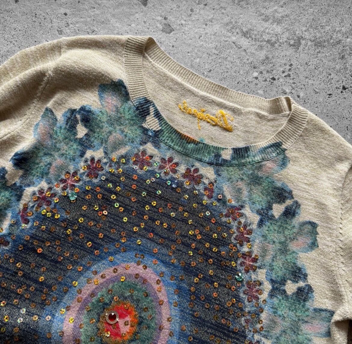 Desigual Desigual Womens Knit Sweater Mandala Embroidered LS Jumper Size M / US 6-8 / IT 42-44 - 4 Thumbnail