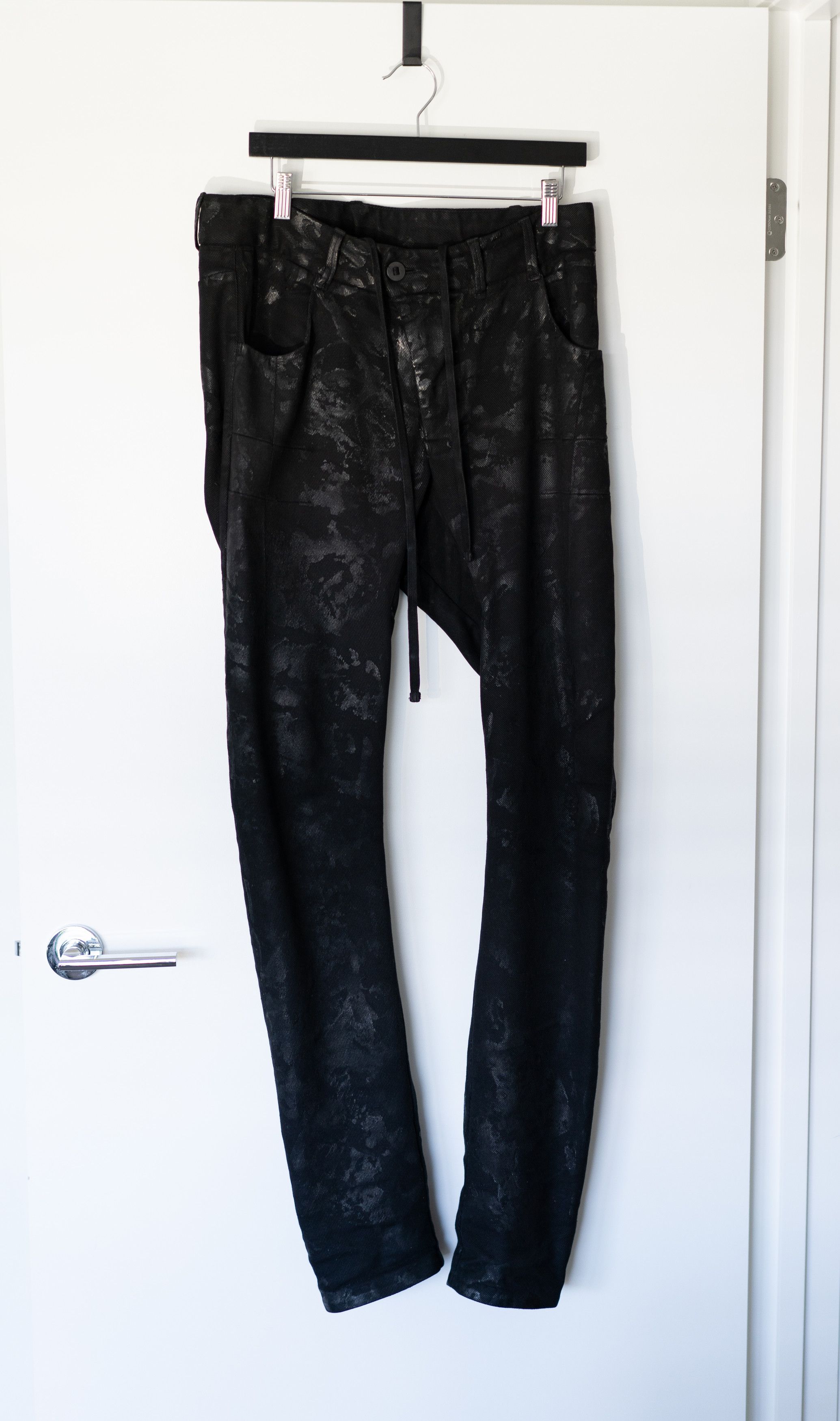 11 By Boris Bidjan Saberi SS20 Stacking Black Coated Denim P1C 