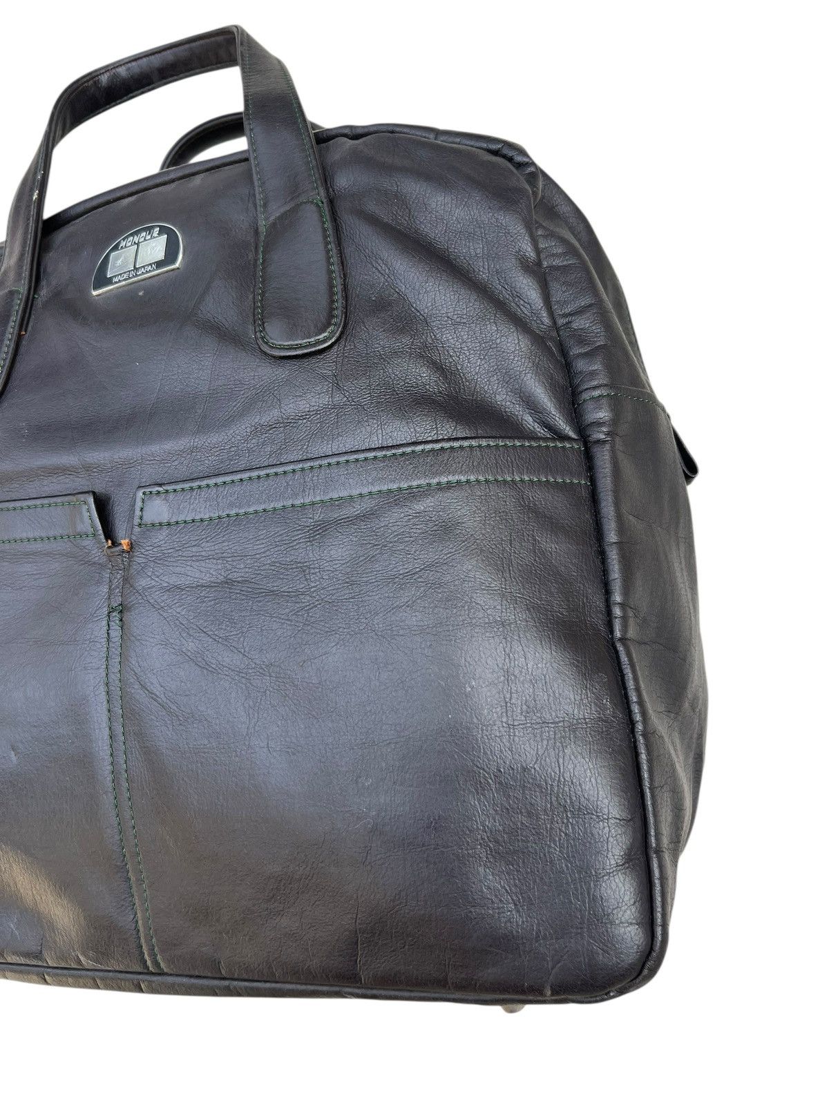 Leather RARE!! Vintage 40s HONOUR Japan Patina Black Leather Bag Size ONE SIZE - 5 Thumbnail