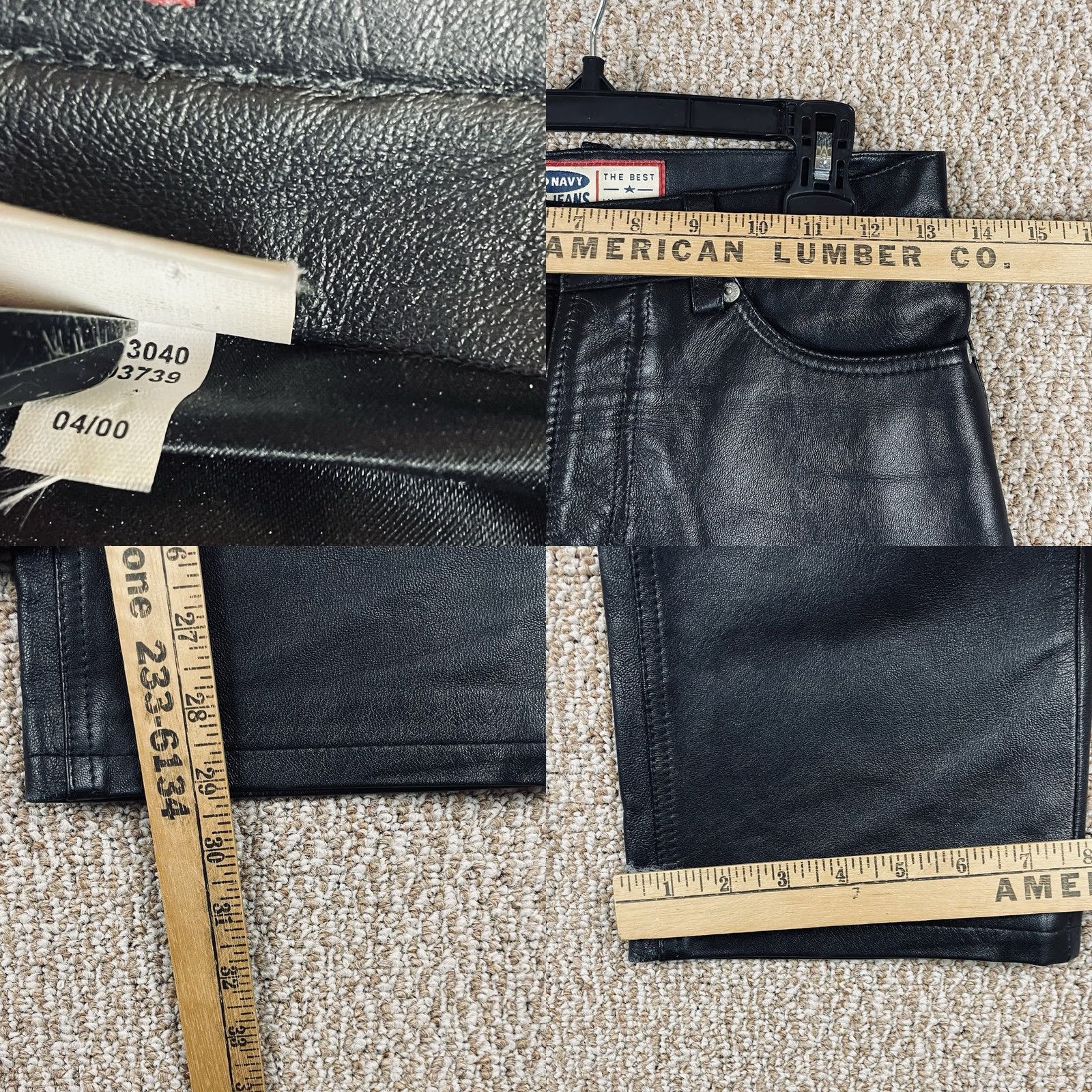 Old Navy Vintage Old Navy Leather Pants - 1 26x29 Black Grunge 90s Y2K Indie Goth Punk T132 Size 25" / US 0 / IT 36 - 8 Thumbnail