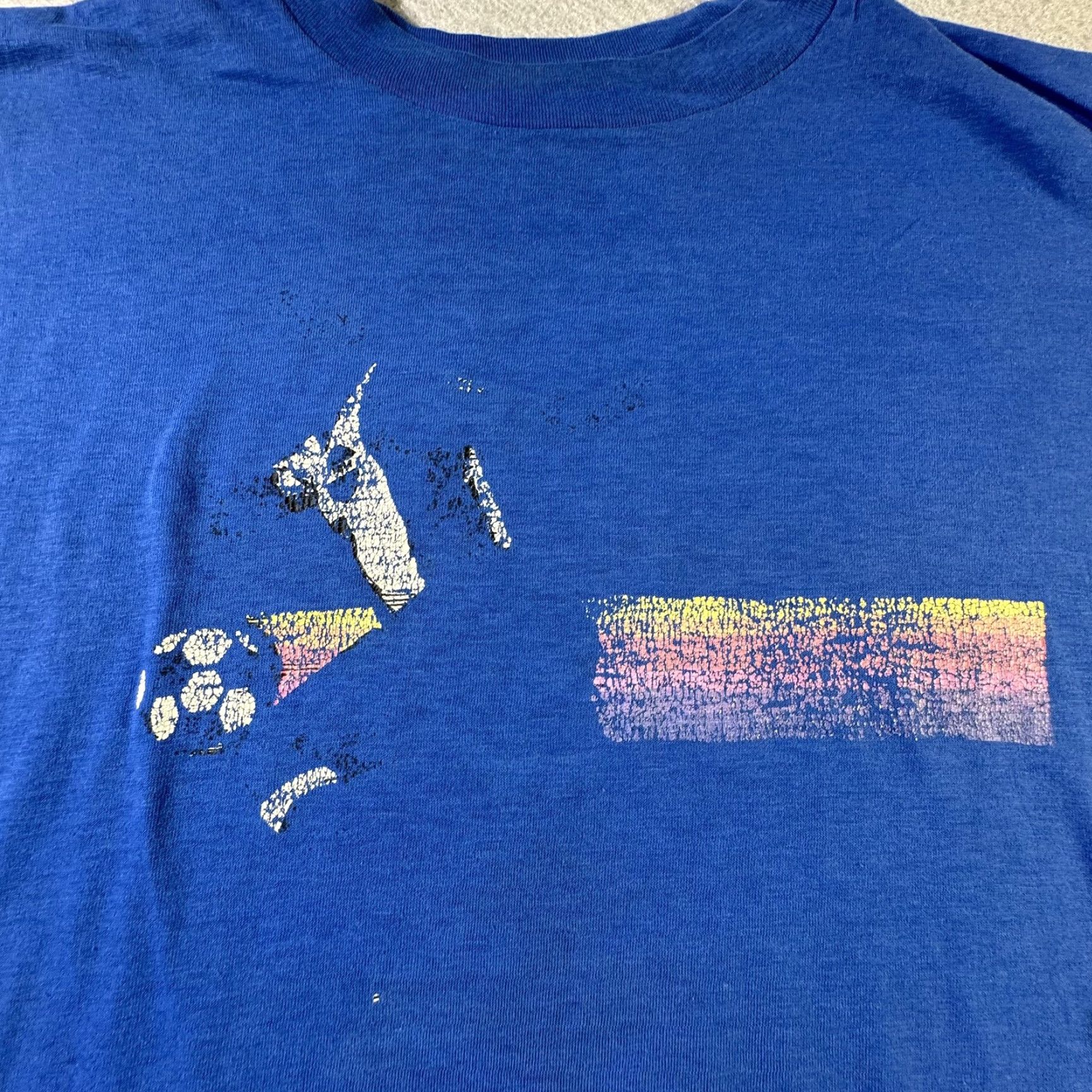 Vintage VINTAGE Soccer Shirt Mens XL Blue Distressed Graphic Tee 80s 90s Rare Size US XL / EU 56 / 4 - 3 Thumbnail