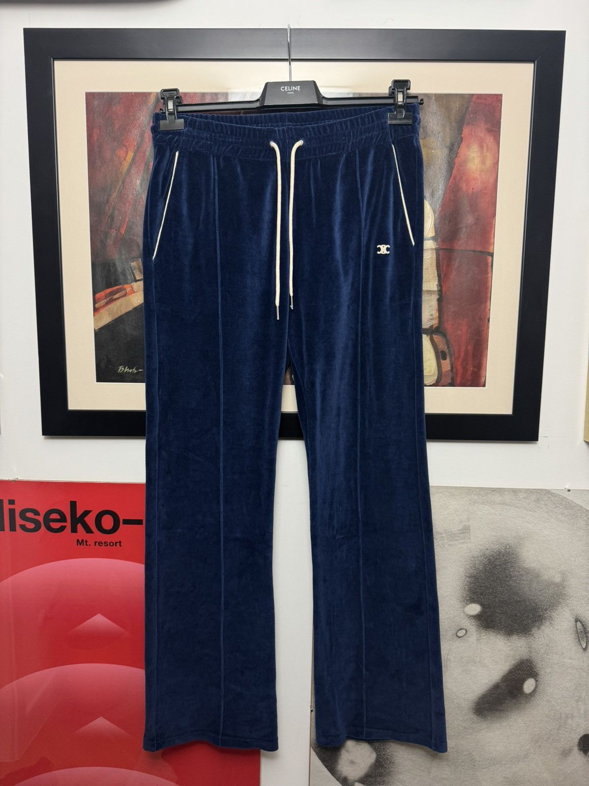 Celine Celine Velour Track Pants Hedi Slimane Triomphe Logo Sample Size US 31 - 1 Thumbnail