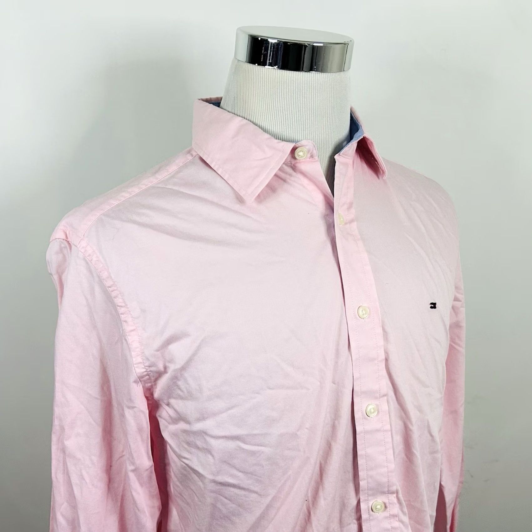 Tommy Hilfiger Tommy Hilfiger Medium Casual Button Front Shirt Pink 100% Cotton Shirt Men M Pink 100% Cotton Button-Front Casual Mens Shirt Size US M / EU 48-50 / 2 - 2 Thumbnail