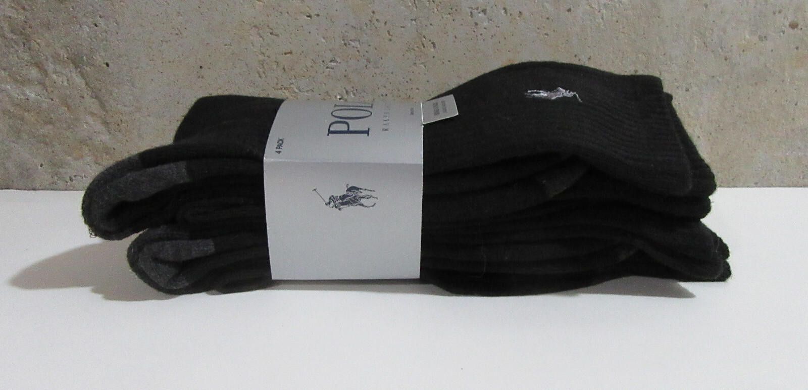 Polo Ralph Lauren Polo Ralph Lauren Mens Contrast Heel Crew Socks Grey Black Size ONE SIZE - 6 Thumbnail