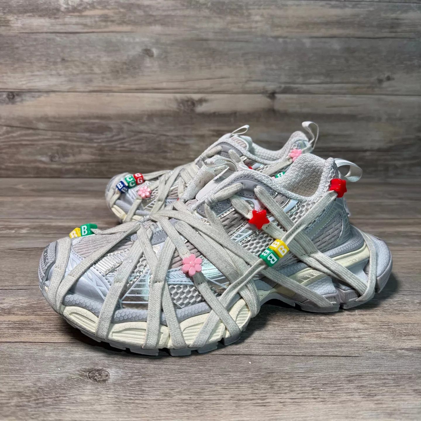 Balenciaga Balenciaga Distressed Crazy Laces Beaded Dad Sneaker W38 Size US 7.5 / IT 37.5 - 1 Thumbnail
