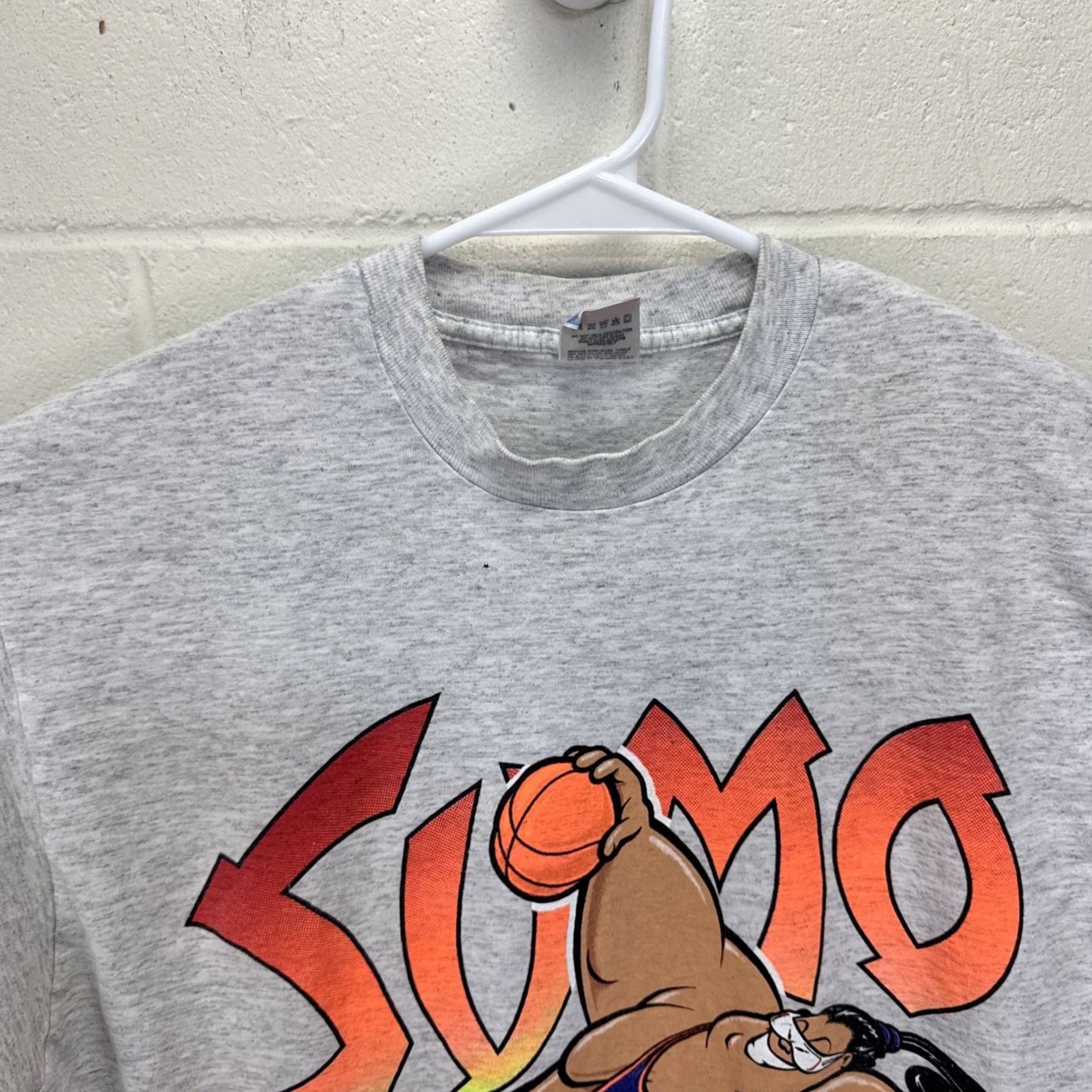 Fruit Of The Loom VINTAGE 90s Sumo Basketball Cartoon Graphic Single Stitch T-Shirt XL Gray Nike Size US XL / EU 56 / 4 - 7 Thumbnail