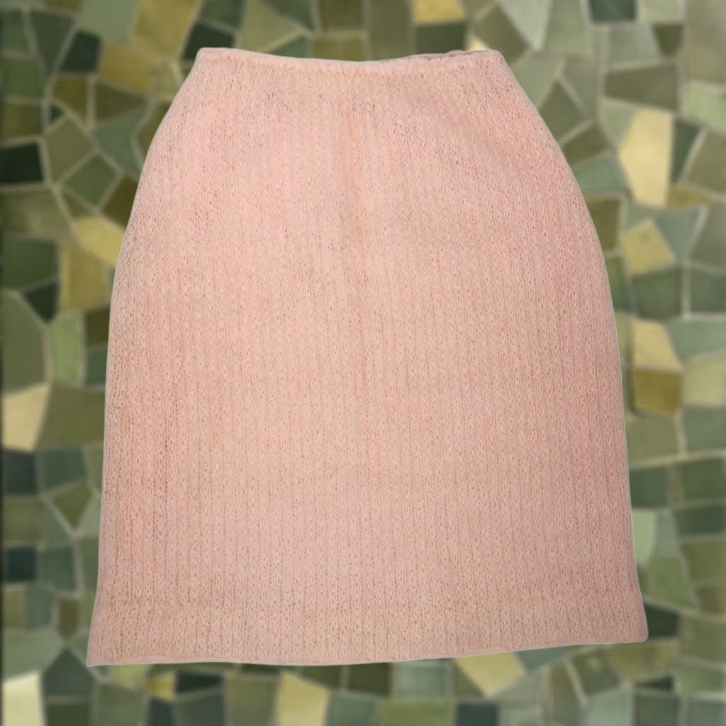 Vintage VINTAGE Pencil Skirt S Women Mohair Wool Fuzzy Pastel Peach Knee Length Bohemian 60s Spring Fall Winter Size 28" / US 6 / IT 42 - 1 Thumbnail