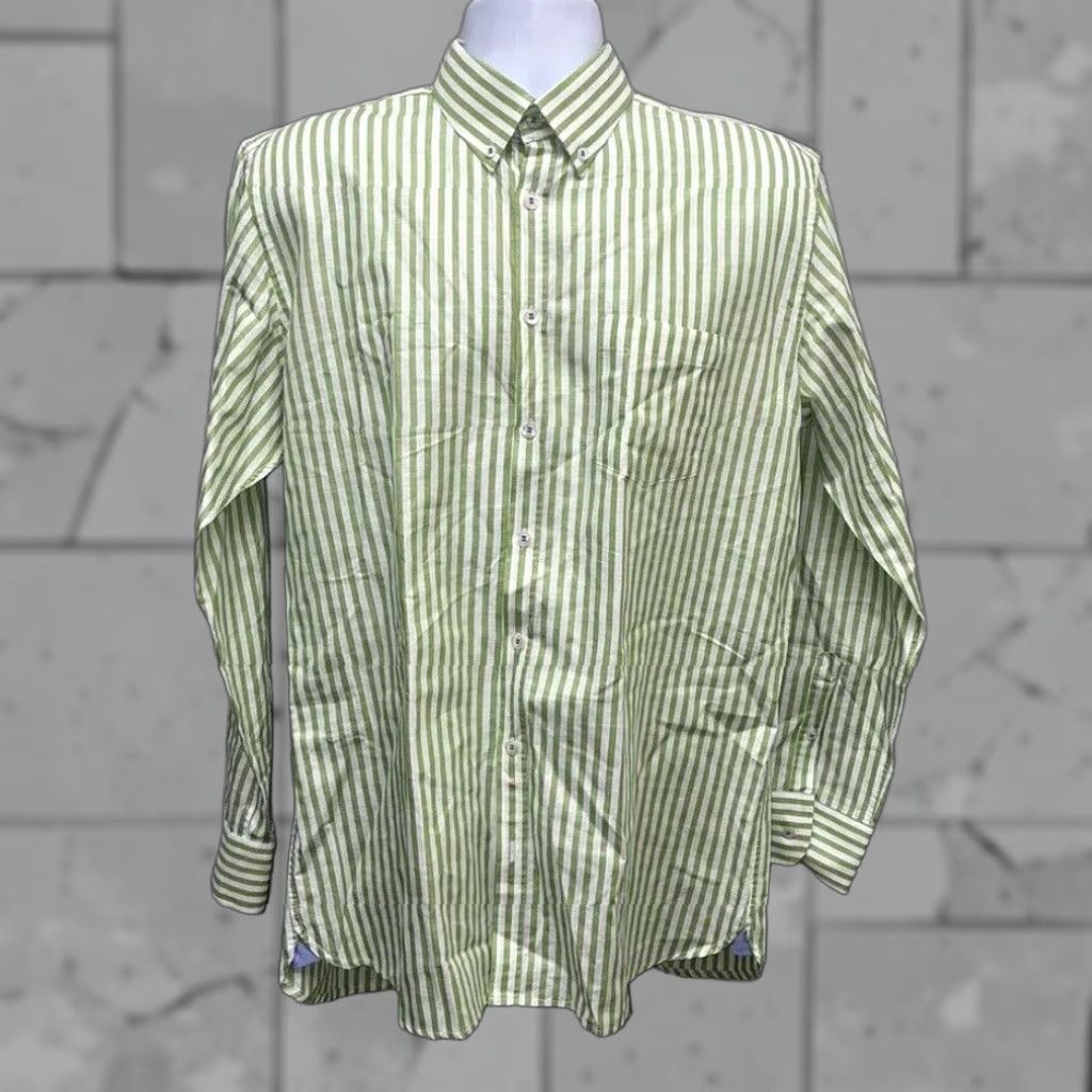 ARKK Copenhagen VINTAGE Copenhagen Button-Down Shirt Striped Green Mens L Size US L / EU 52-54 / 3 - 1 Thumbnail