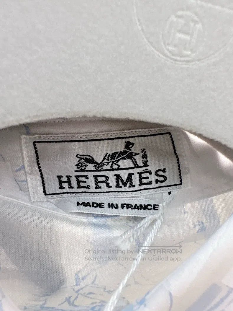 Hermes Hermes size 39 Gray and blue printed equestrian pattern shi Size US M / EU 48-50 / 2 - 3 Thumbnail