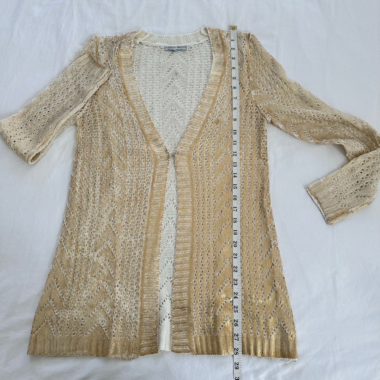 Other Gold Shimmer Women's Sweater Acrylic Cardigan Size 4-6 Size M / US 6-8 / IT 42-44 - 10 Thumbnail