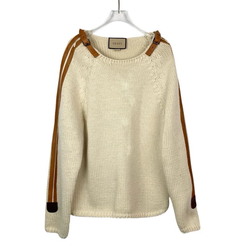 Gucci Gucci Apricot-colored leather zipper wool round-neck sweate Size US L / EU 52-54 / 3 - 1 Thumbnail
