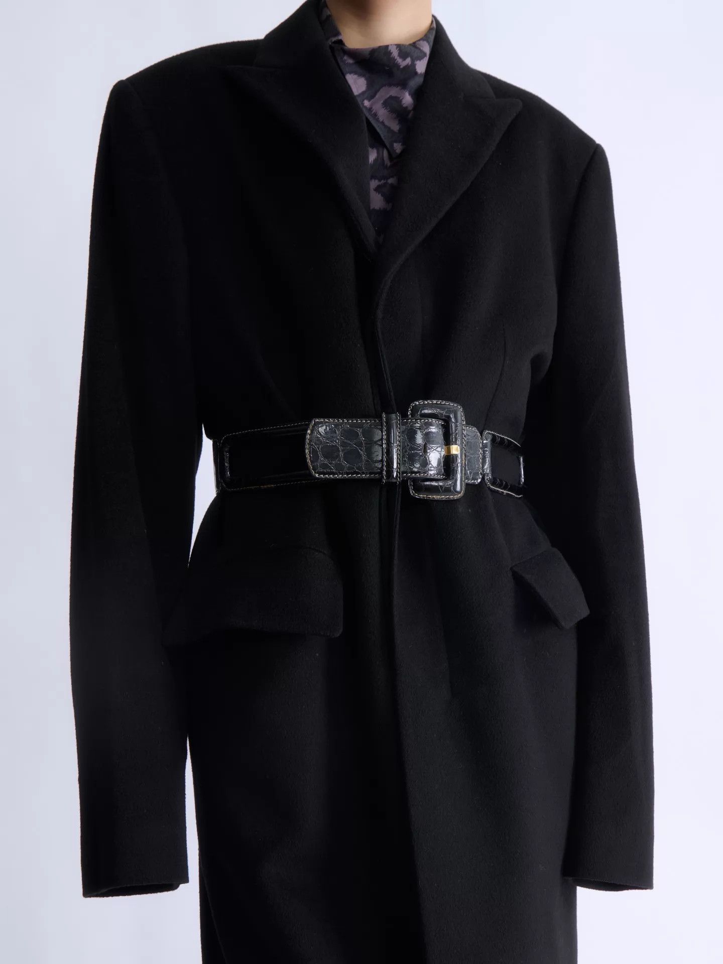 Gianfranco Ferre GIANFRANCO FERRE Dark Crocodile Cutout Belt Size ONE SIZE - 3 Thumbnail