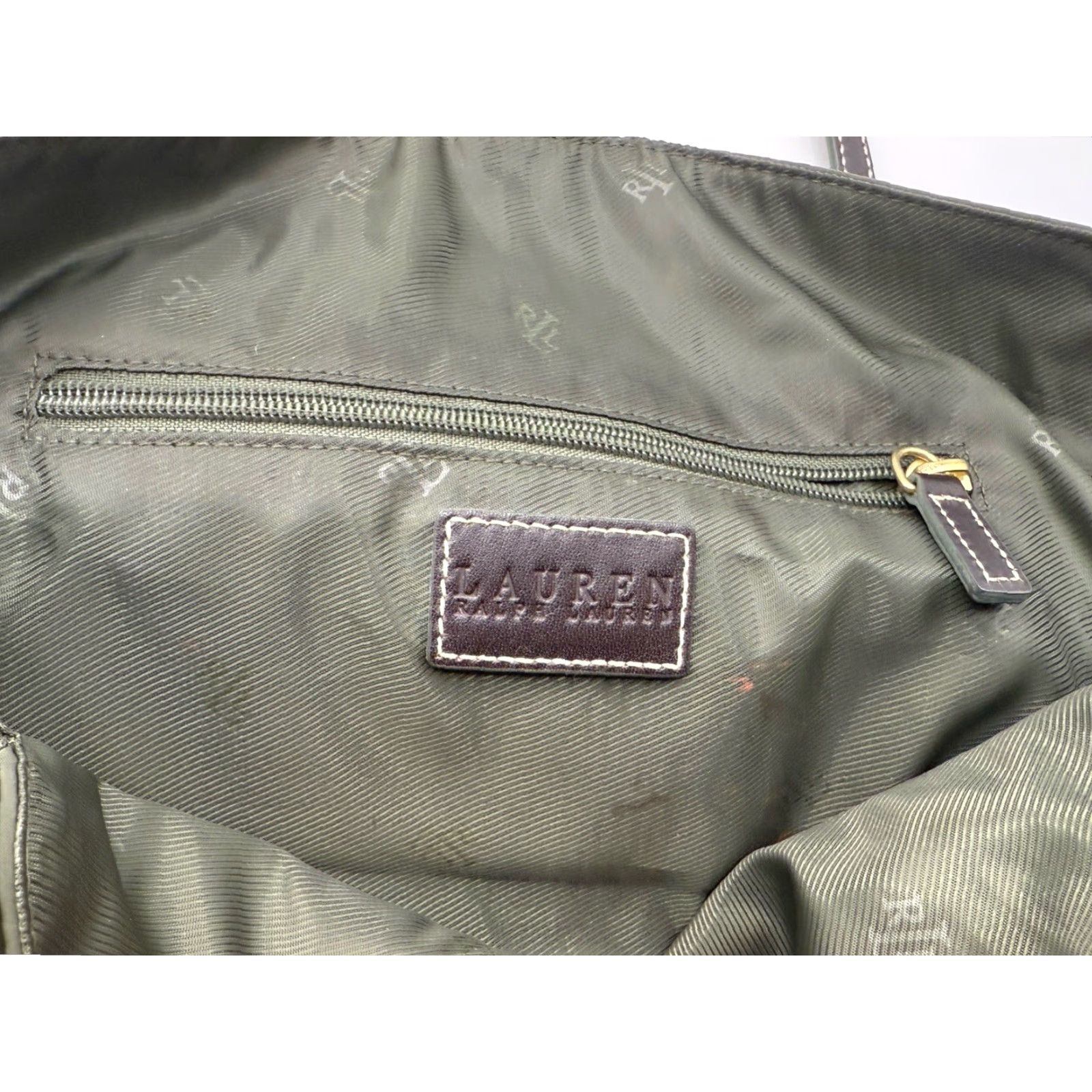 Ralph Lauren VINTAGE Lauren Ralph Lauren Tote Bag Women Medium Green Leather Nylon Casual Size ONE SIZE - 6 Thumbnail