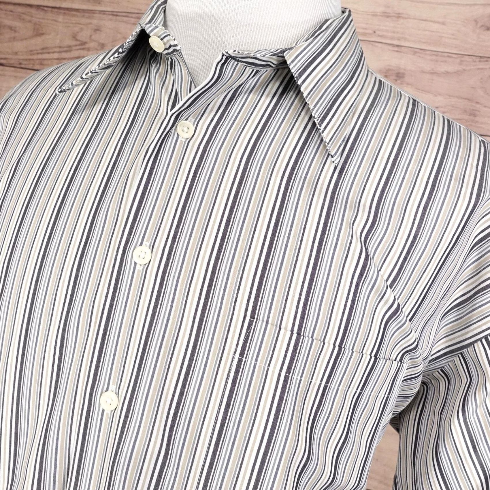Pronto Uomo Pronto Uomo Shirt Mens 2XL Blue Stripe Non Iron Dress Long Sleeve Size 48R - 2 Thumbnail