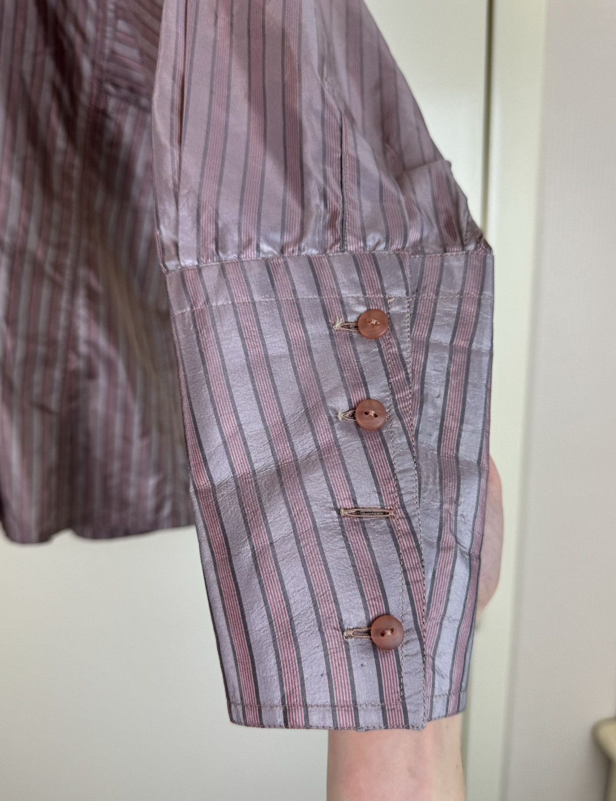 Jil Sander Jil Sander Vintage Silk Striped Shirt Blouse Dracula Collar Size S / US 4 / IT 40 - 8 Thumbnail