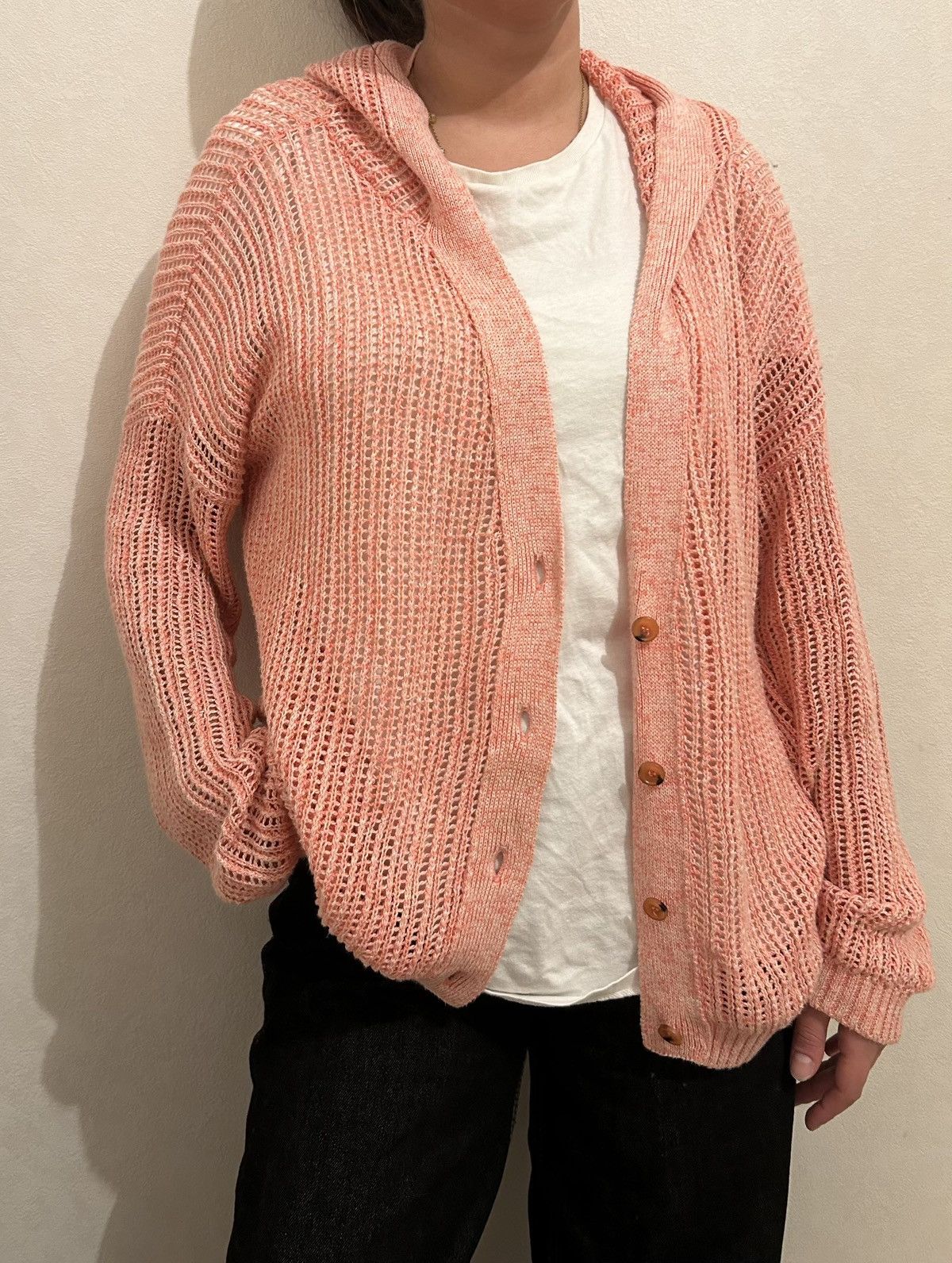 Roberto Collina Roberto Collina Pink Hooded Cardigan Open Knit Linen Size M Size M / US 6-8 / IT 42-44 - 10 Thumbnail