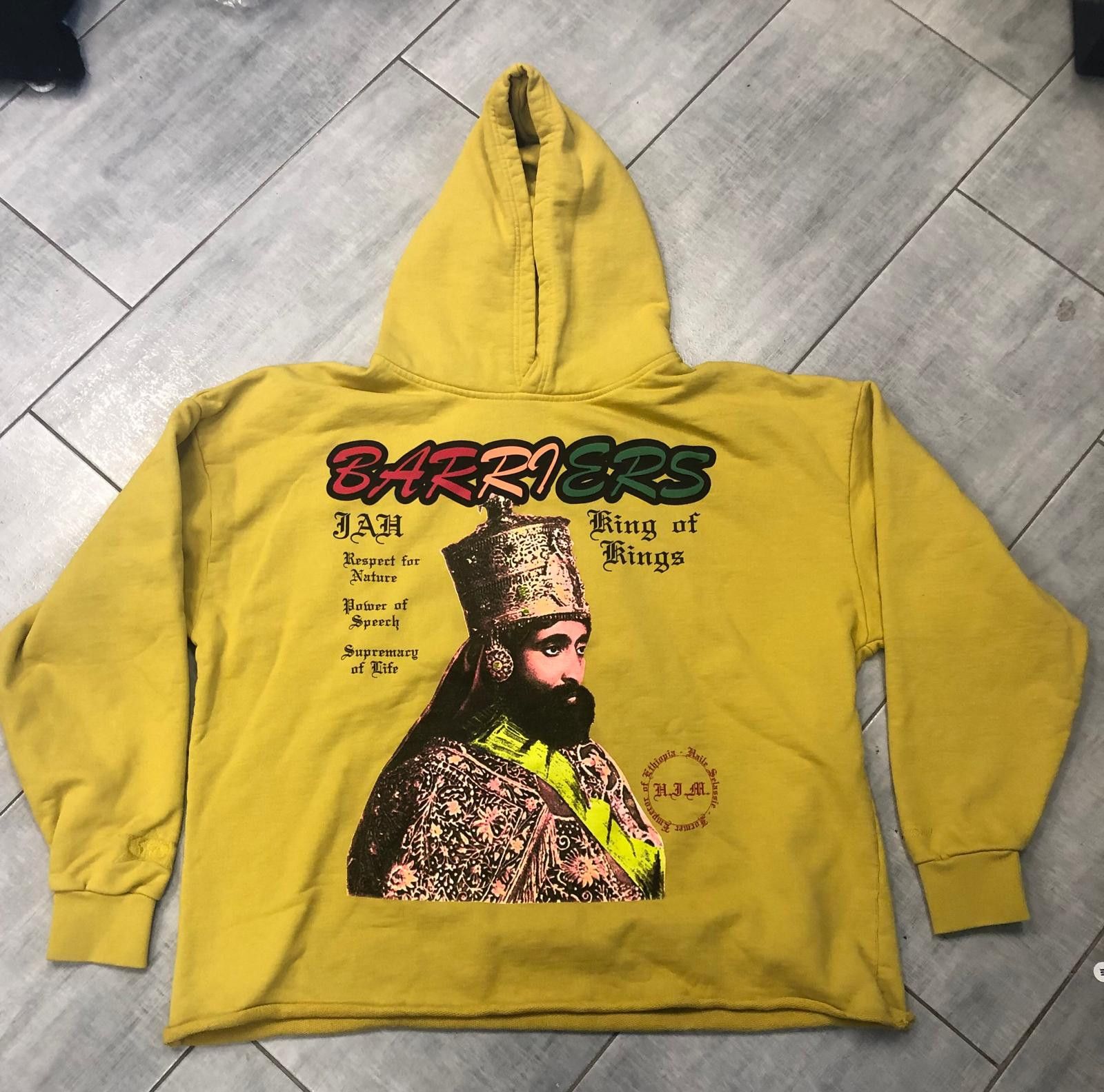 image of Barriers King Sellasie Hoodie Size XL in Mustard, Men's